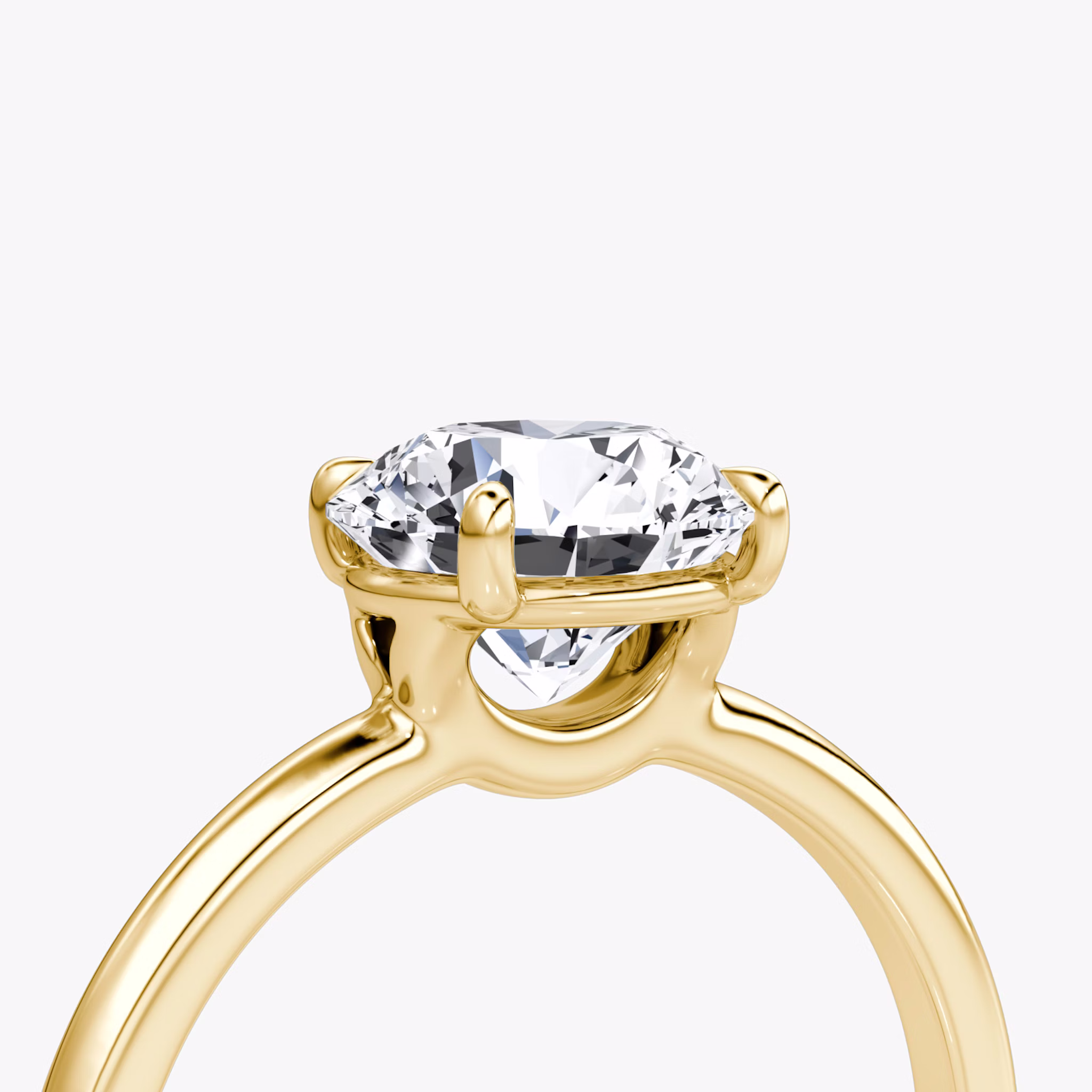 The Signature | Round Brilliant | 18k | Yellow Gold | bandAccent: Plain | bandWidth: standard | caratWeight: other | hiddenHalo: no | diamondOrientation: vertical