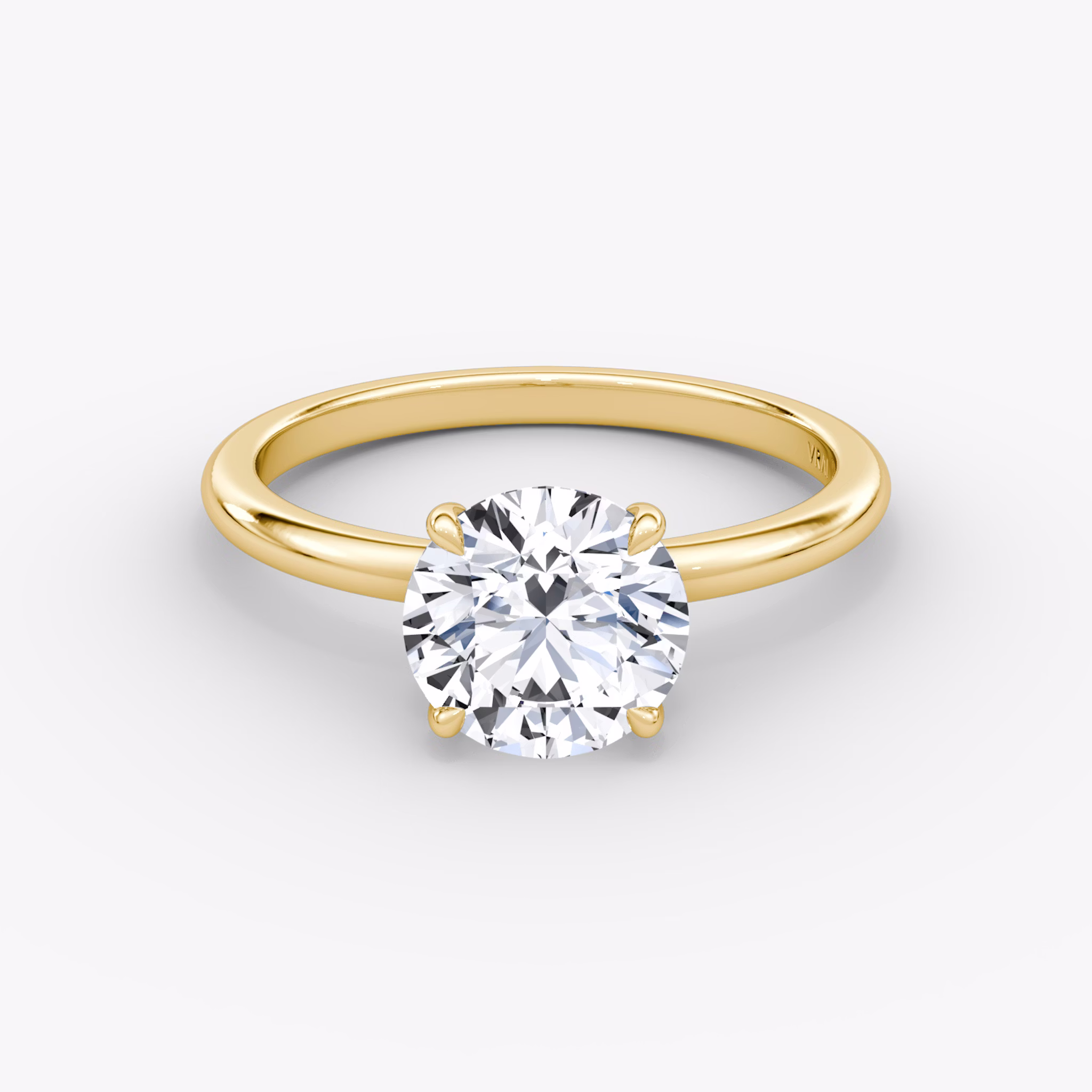 The Signature | Round Brilliant | 18k | Yellow Gold | bandAccent: Plain | bandWidth: standard | caratWeight: other | hiddenHalo: no | diamondOrientation: vertical