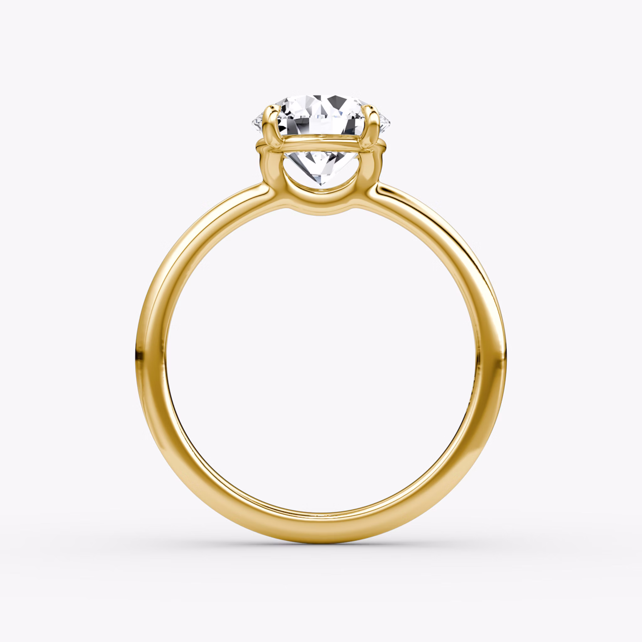 The Signature | Round Brilliant | 18k | Yellow Gold | bandAccent: Plain | bandWidth: standard | caratWeight: other | hiddenHalo: no | diamondOrientation: vertical
