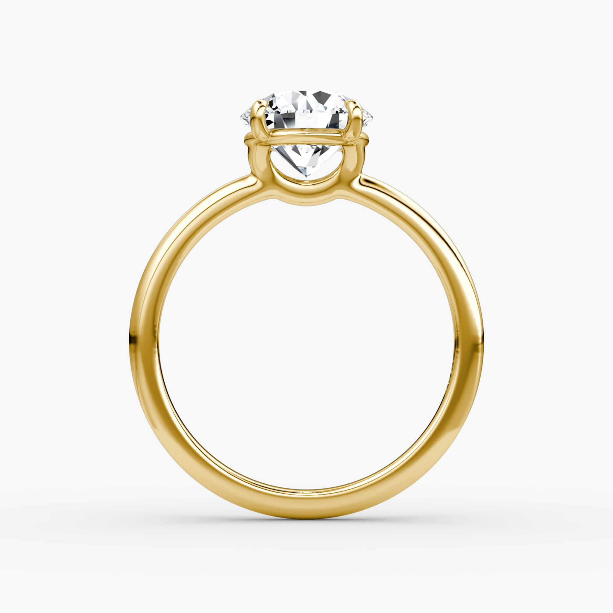 The Signature | Round Brilliant | 18k | Yellow Gold | bandAccent: Plain | bandWidth: standard | caratWeight: other | hiddenHalo: no | diamondOrientation: vertical