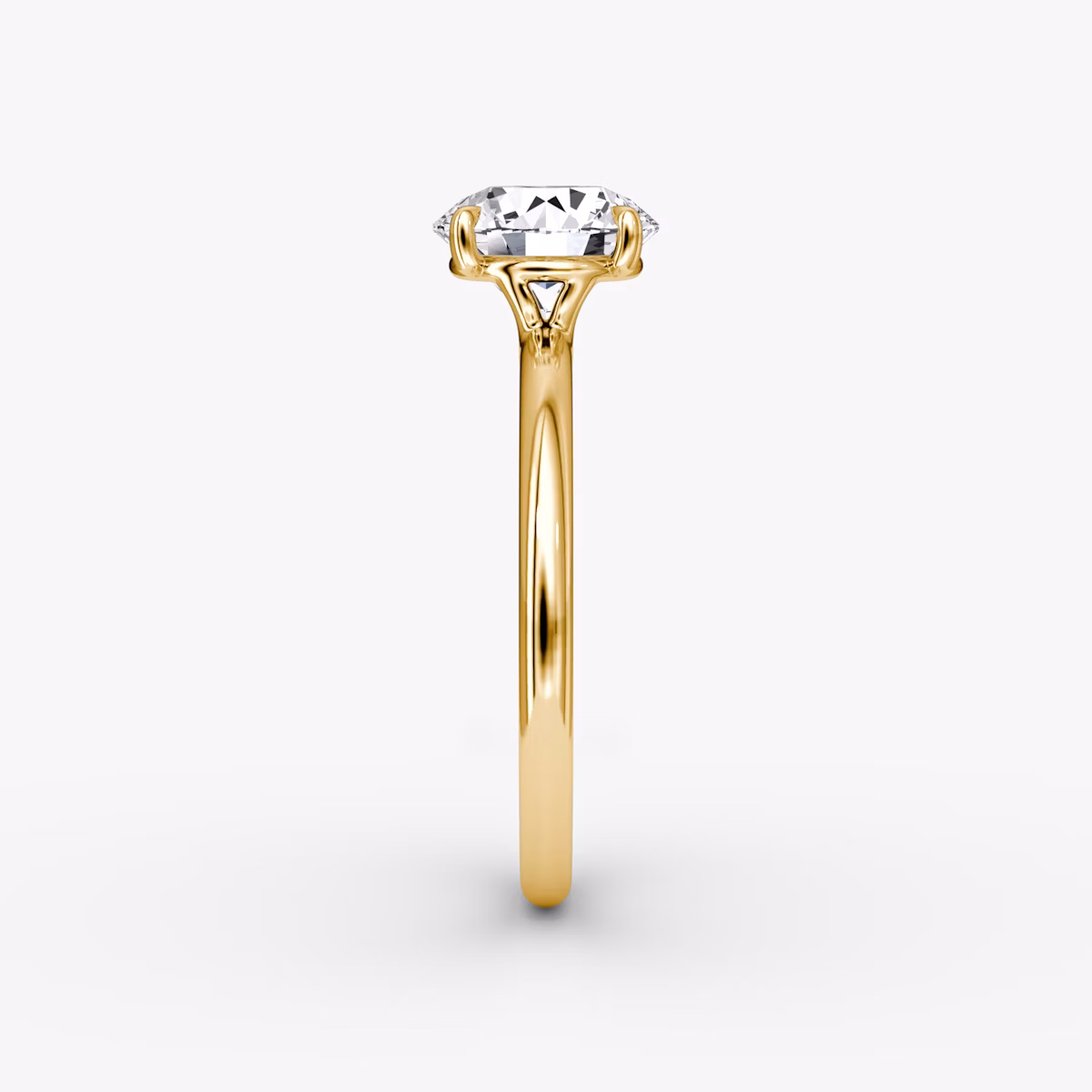 The Signature | Round Brilliant | 18k | Yellow Gold | bandAccent: Plain | bandWidth: standard | caratWeight: other | hiddenHalo: no | diamondOrientation: vertical
