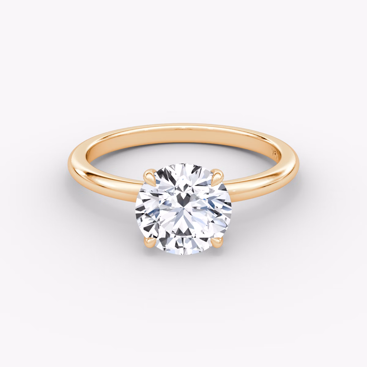 The Signature | Round Brilliant | 14k | Rose Gold | bandAccent: Plain | bandWidth: standard | caratWeight: other | hiddenHalo: no | diamondOrientation: vertical