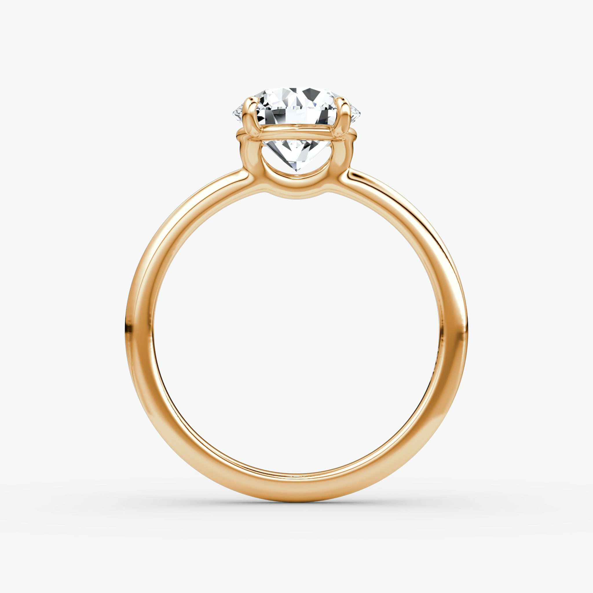 The Signature | Round Brilliant | 14k | Rose Gold | bandAccent: Plain | bandWidth: standard | caratWeight: other | hiddenHalo: no | diamondOrientation: vertical