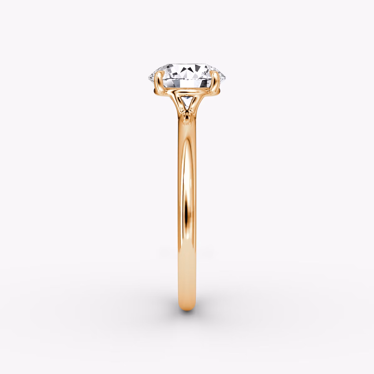 The Signature | Round Brilliant | 14k | Rose Gold | bandAccent: Plain | bandWidth: standard | caratWeight: other | hiddenHalo: no | diamondOrientation: vertical