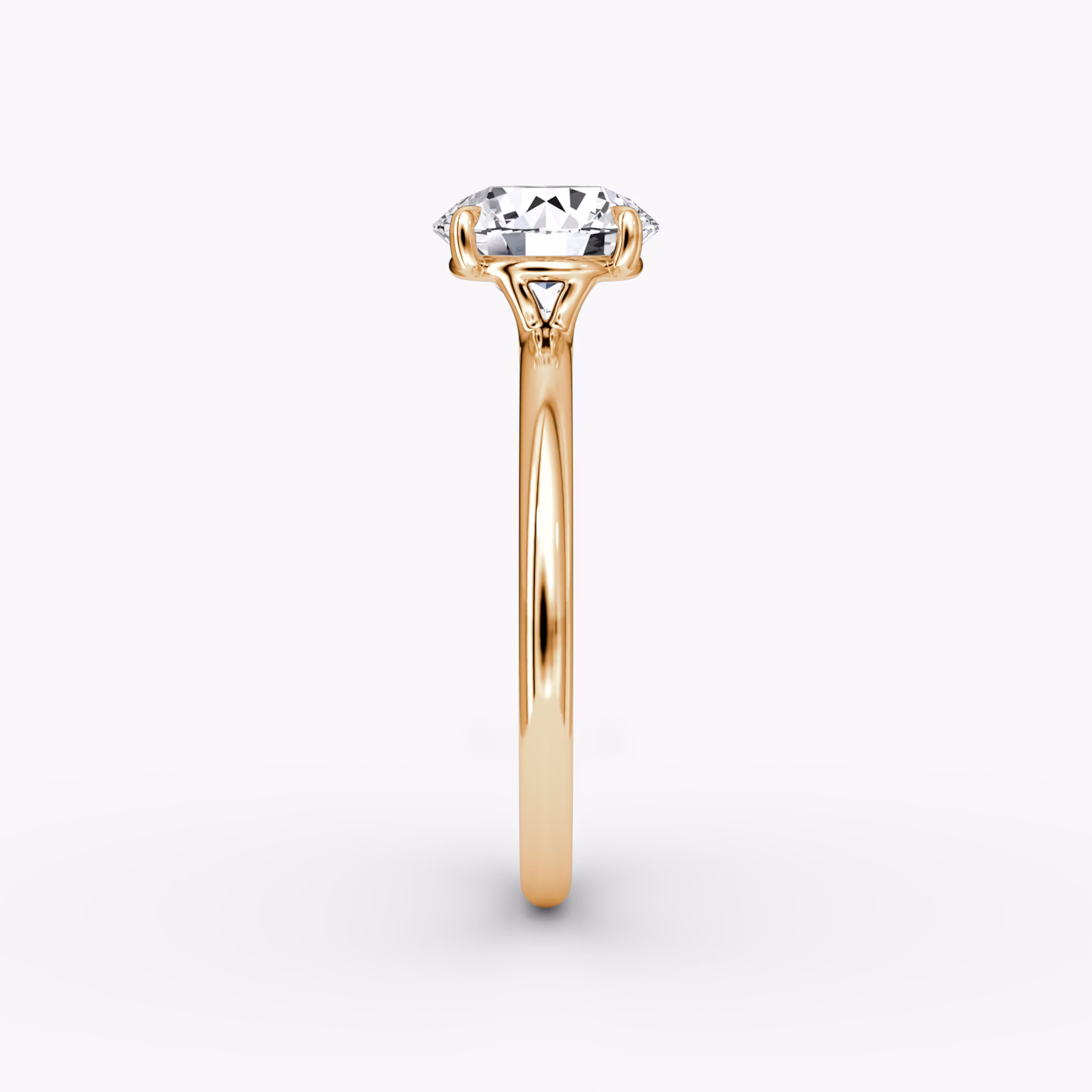 The Signature | Round Brilliant | 14k | Rose Gold | bandAccent: Plain | bandWidth: standard | caratWeight: other | hiddenHalo: no | diamondOrientation: vertical