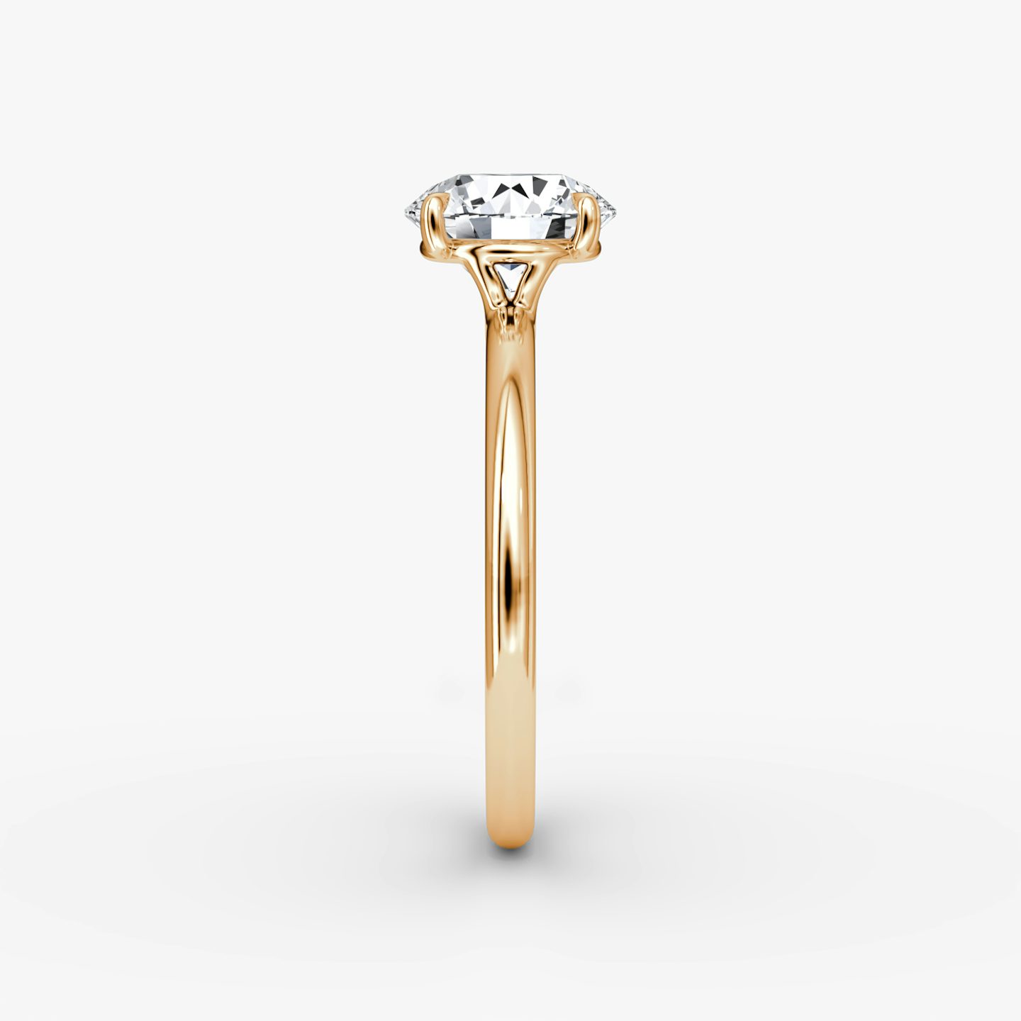 Bague de fiançailles Signature  | Rond Brillant | 14k | Or rose | bandAccent: Simple | bandWidth: standard | caratWeight: other | hiddenHalo: no | diamondOrientation: vertical
