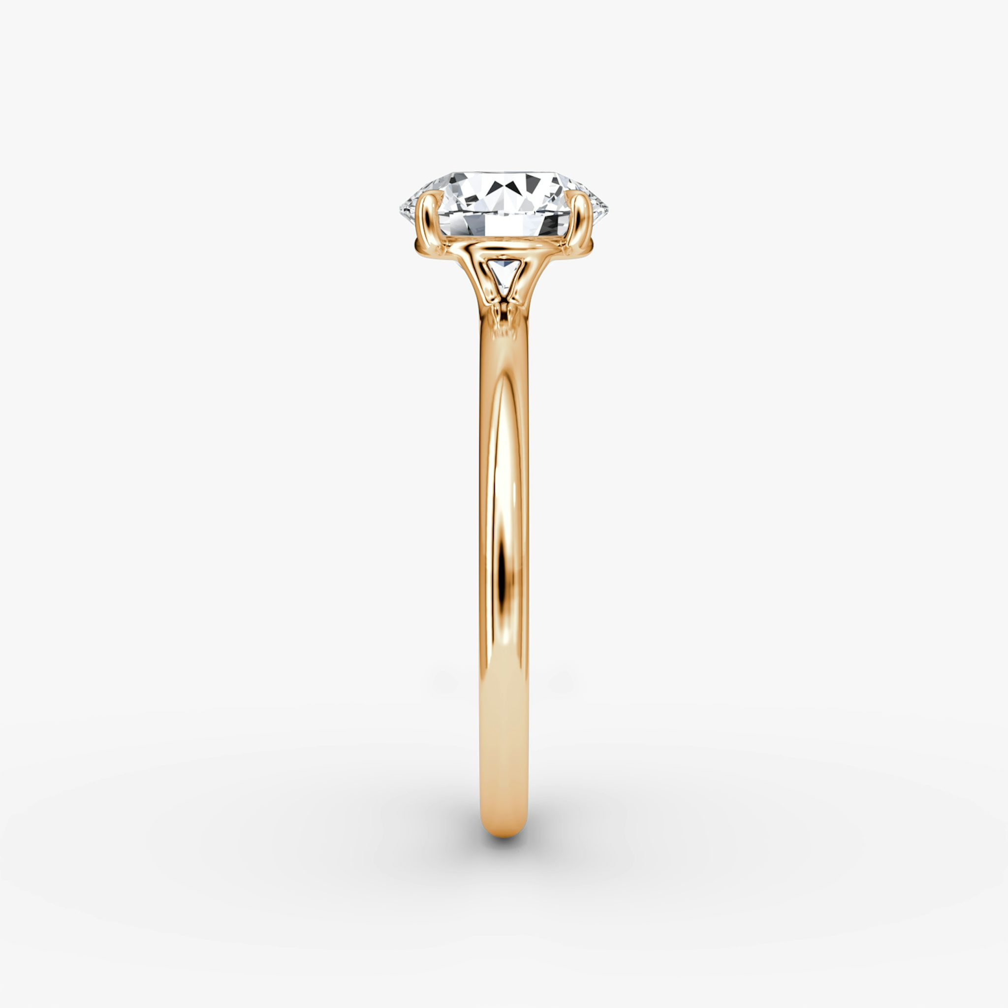 The Signature | Round Brilliant | 14k | Rose Gold | bandAccent: Plain | bandWidth: standard | caratWeight: other | hiddenHalo: no | diamondOrientation: vertical