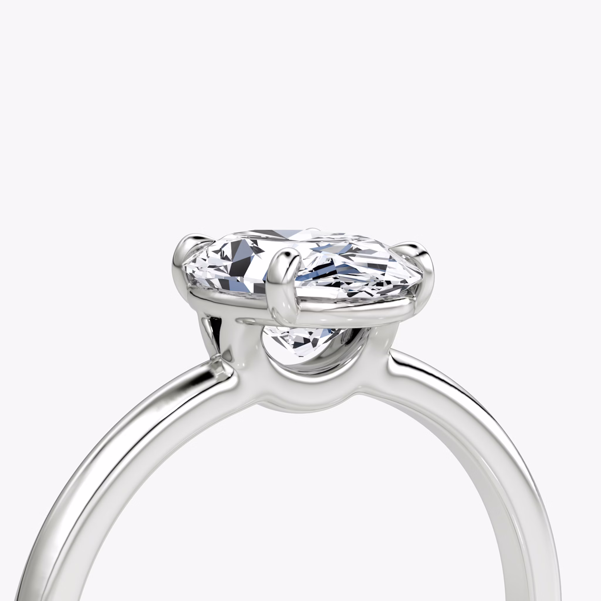 The Signature | Oval | 18k | White Gold | bandAccent: Plain | bandWidth: standard | hiddenHalo: no | diamondOrientation: vertical | caratWeight: other