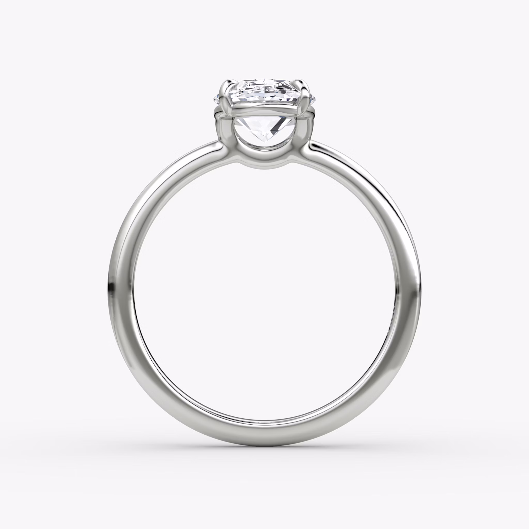 The Signature | Oval | 18k | White Gold | bandAccent: Plain | bandWidth: standard | hiddenHalo: no | diamondOrientation: vertical | caratWeight: other