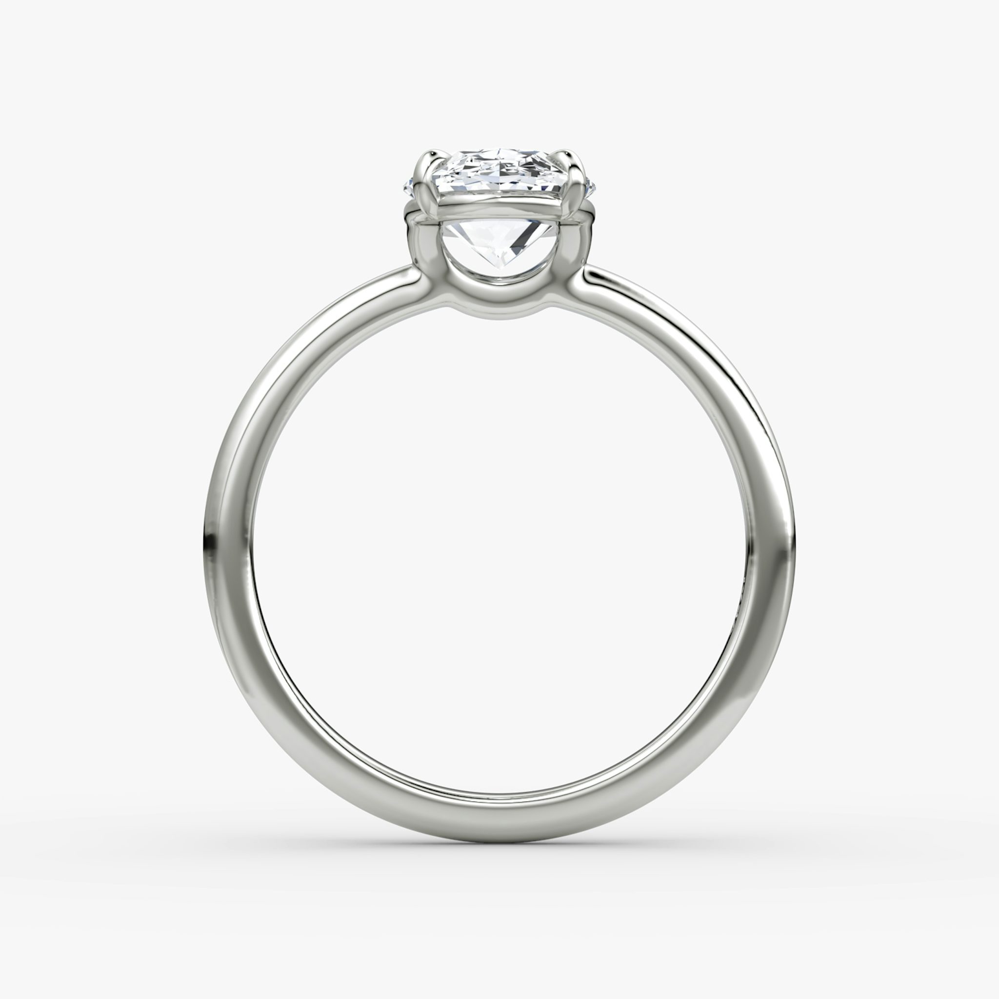 The Signature | Oval | 18k | White Gold | bandAccent: Plain | bandWidth: standard | hiddenHalo: no | diamondOrientation: vertical | caratWeight: other