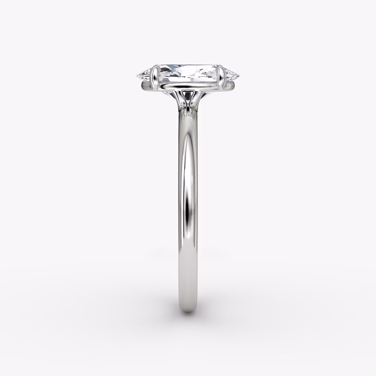 The Signature | Oval | 18k | White Gold | bandAccent: Plain | bandWidth: standard | hiddenHalo: no | diamondOrientation: vertical | caratWeight: other