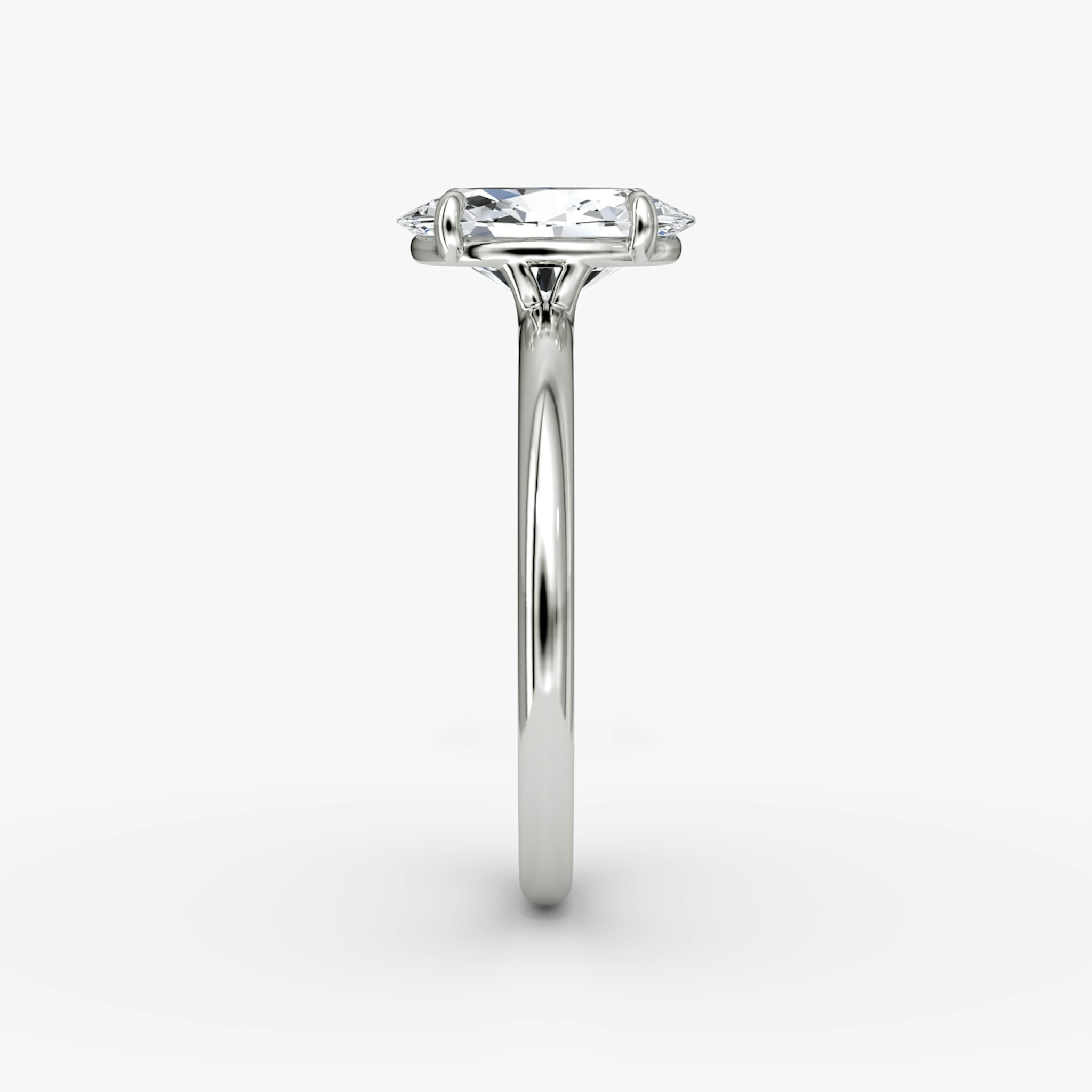 The Signature | Oval | 18k | White Gold | bandAccent: Plain | bandWidth: standard | hiddenHalo: no | diamondOrientation: vertical | caratWeight: other