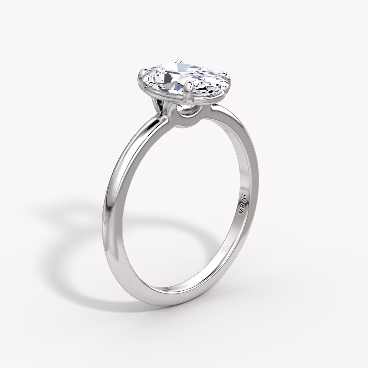 The Signature | Oval | 18k | White Gold | bandAccent: Plain | bandWidth: standard | hiddenHalo: no | diamondOrientation: vertical | caratWeight: other