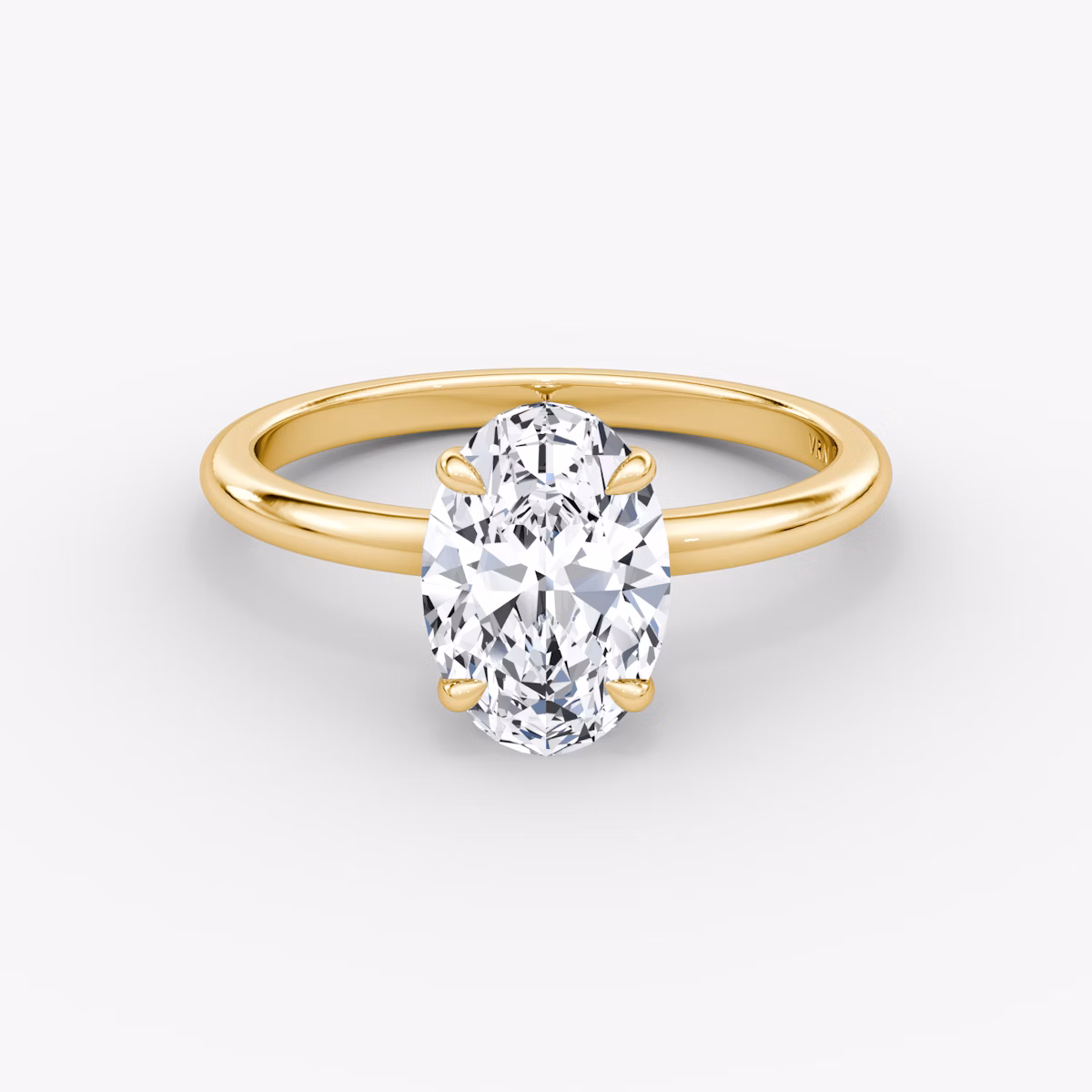 The Signature | Oval | 18k | Yellow Gold | bandAccent: Plain | bandWidth: standard | hiddenHalo: no | diamondOrientation: vertical | caratWeight: other
