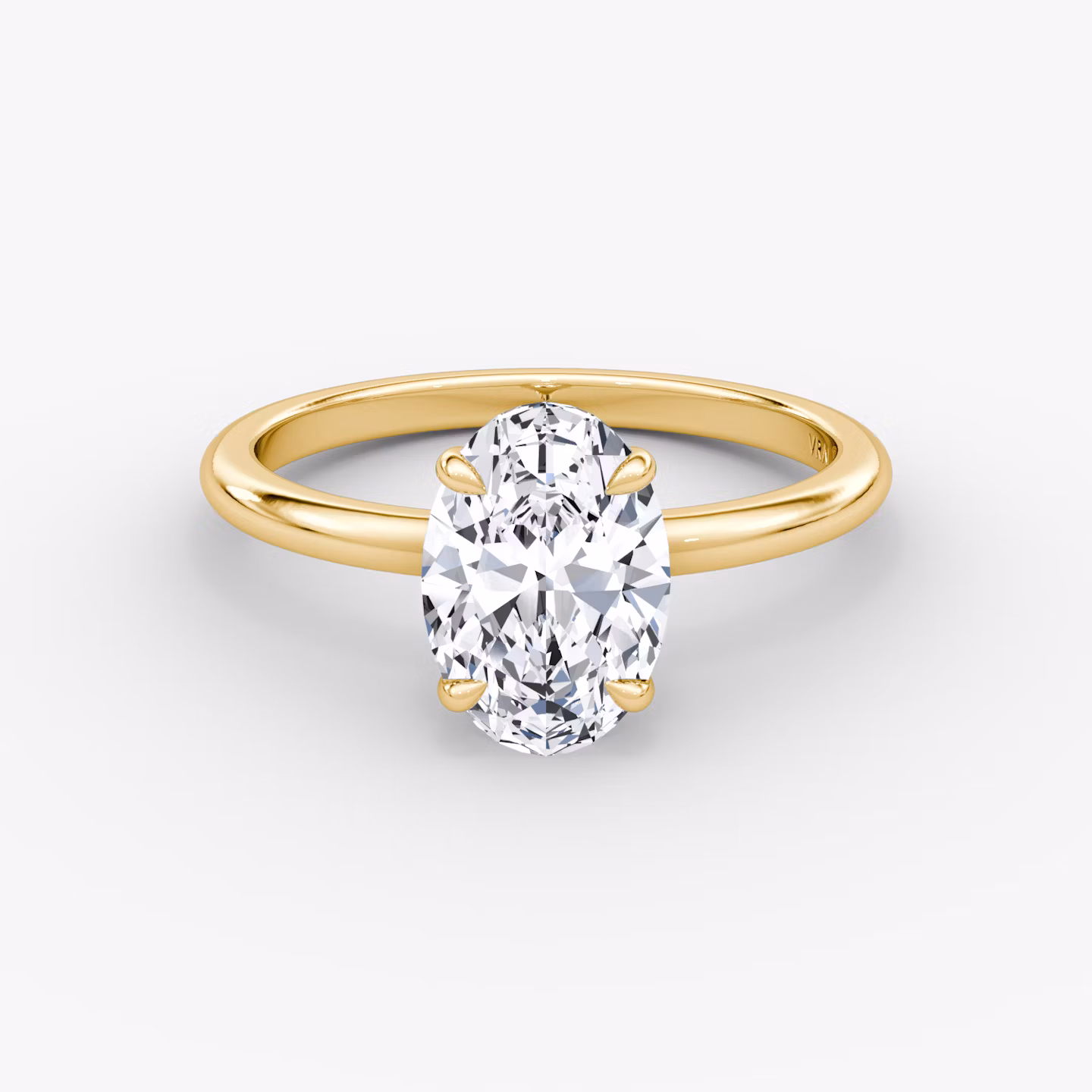 The Signature | Oval | 18k | Yellow Gold | bandAccent: Plain | bandWidth: standard | hiddenHalo: no | diamondOrientation: vertical | caratWeight: other