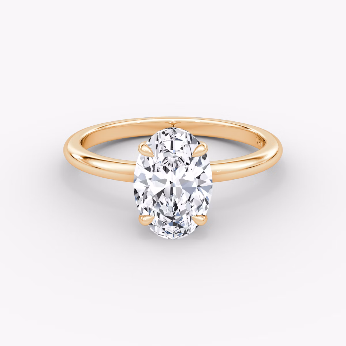 The Signature | Oval | 14k | Rose Gold | bandAccent: Plain | bandWidth: standard | hiddenHalo: no | diamondOrientation: vertical | caratWeight: other
