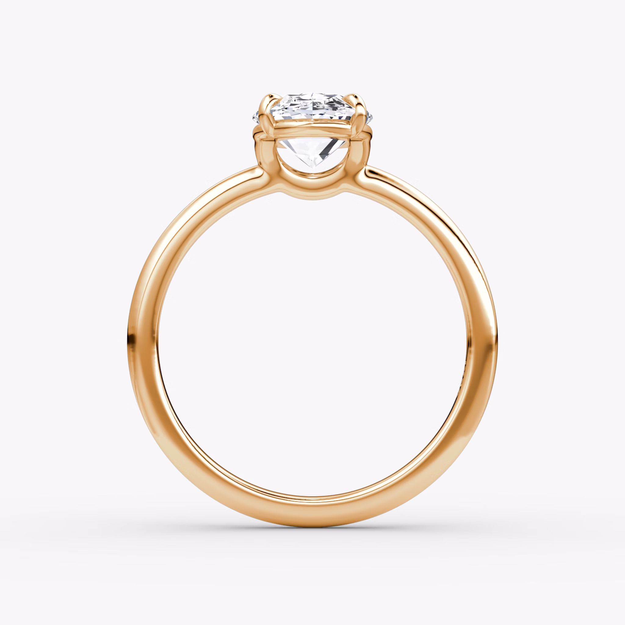 The Signature | Oval | 14k | Rose Gold | bandAccent: Plain | bandWidth: standard | hiddenHalo: no | diamondOrientation: vertical | caratWeight: other