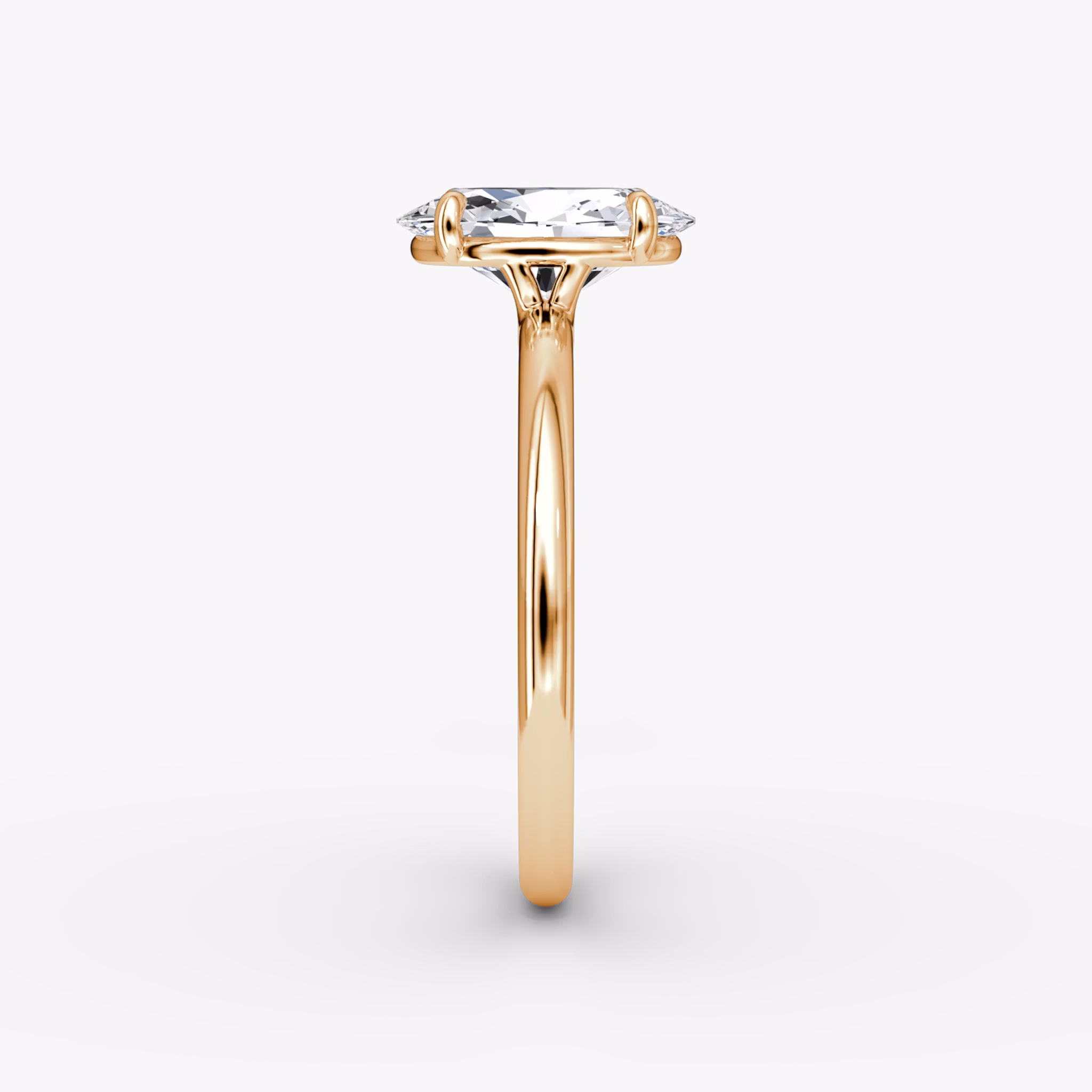 The Signature | Oval | 14k | Rose Gold | bandAccent: Plain | bandWidth: standard | hiddenHalo: no | diamondOrientation: vertical | caratWeight: other