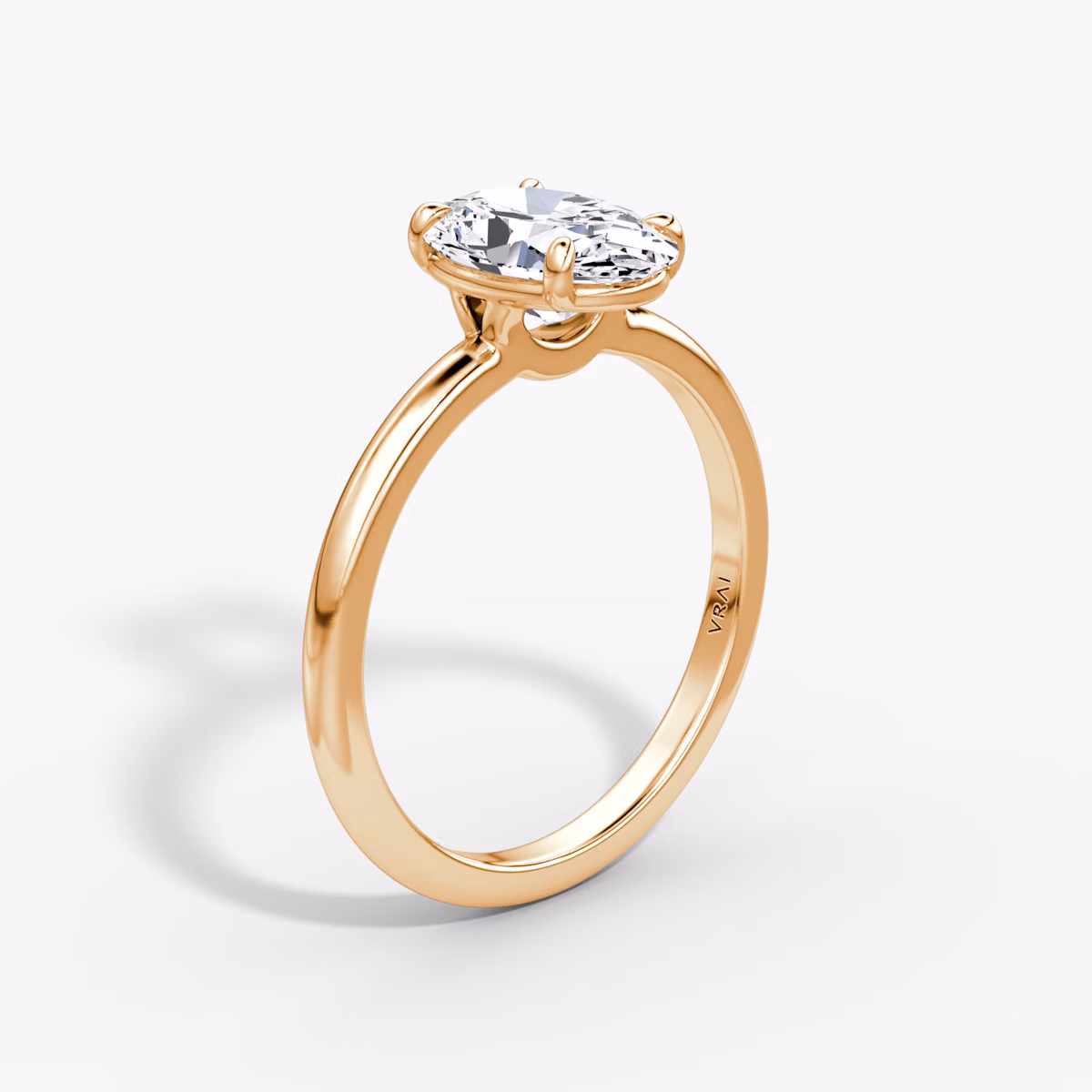 The Signature | Oval | 14k | Rose Gold | bandAccent: Plain | bandWidth: standard | hiddenHalo: no | diamondOrientation: vertical | caratWeight: other