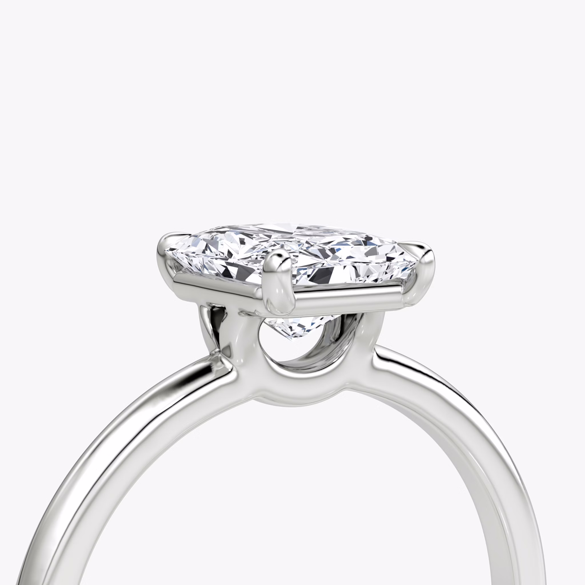 The Signature | Radiant | 18k | White Gold | bandAccent: Plain | bandWidth: standard | hiddenHalo: no | diamondOrientation: vertical | caratWeight: other