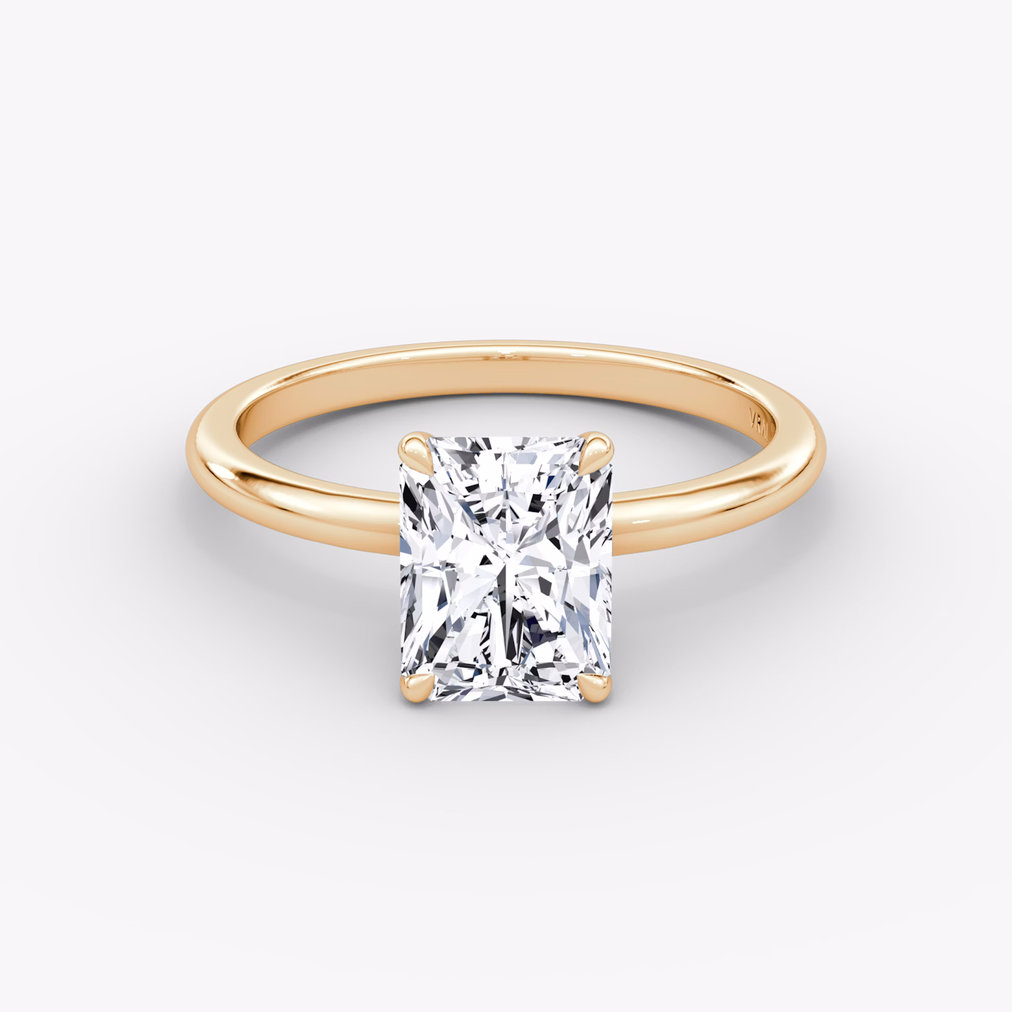 The Signature | Radiant | 14k | Rose Gold | bandAccent: Plain | bandWidth: standard | hiddenHalo: no | diamondOrientation: vertical | caratWeight: other