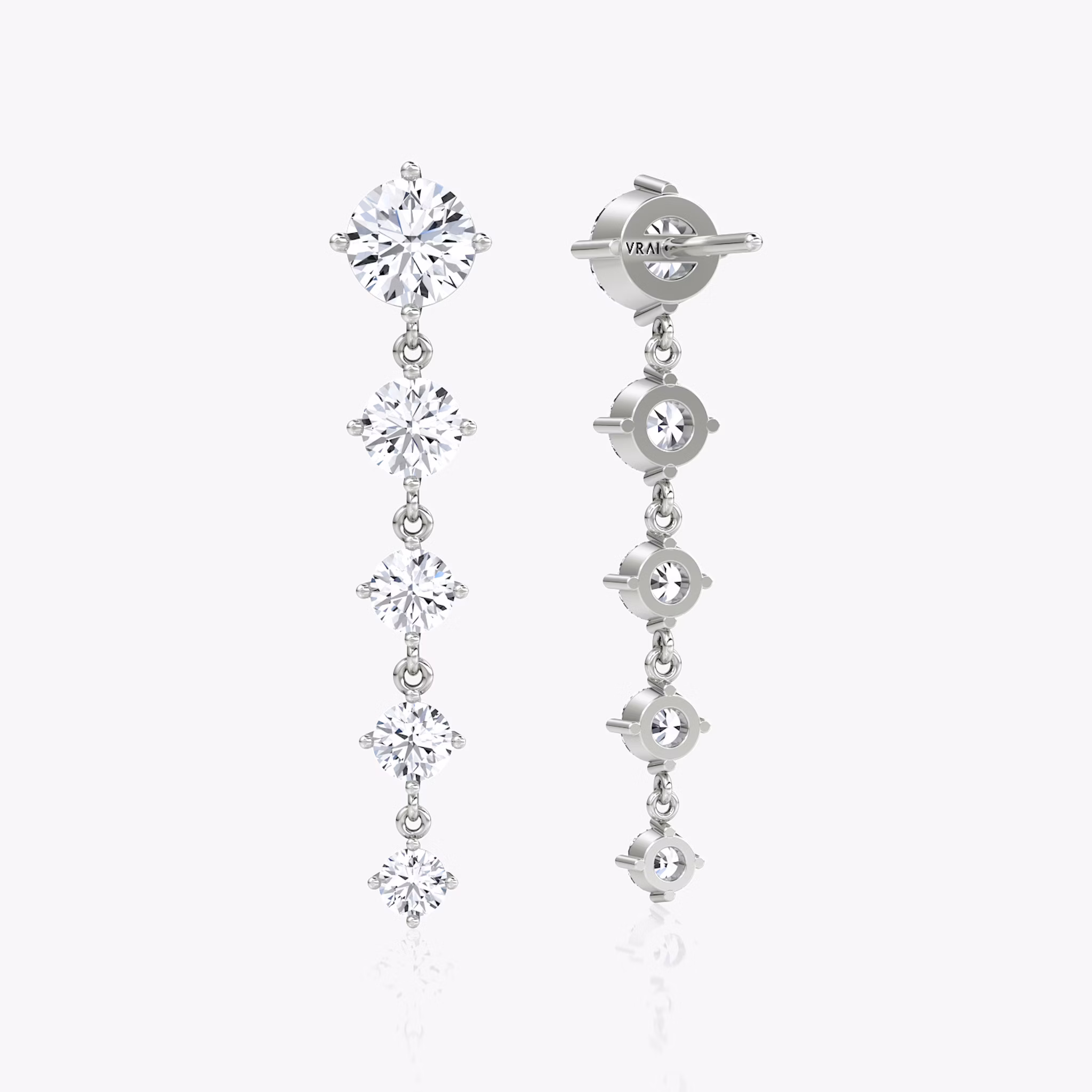 Dramatic Drop Tennis Earring | Round Brilliant | 14k | White Gold