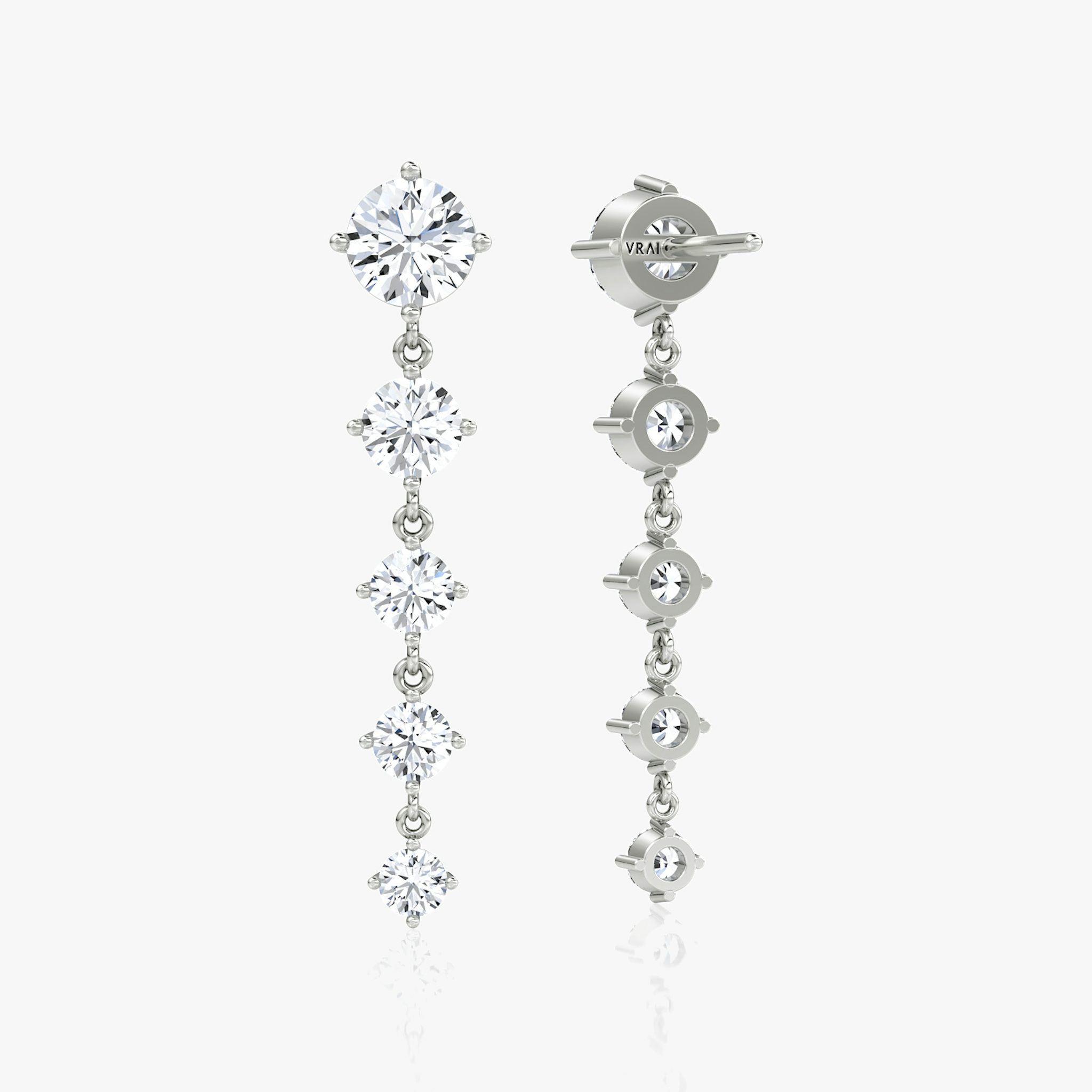 Dramatic Drop Tennis Earring | Round Brilliant | 14k | White Gold