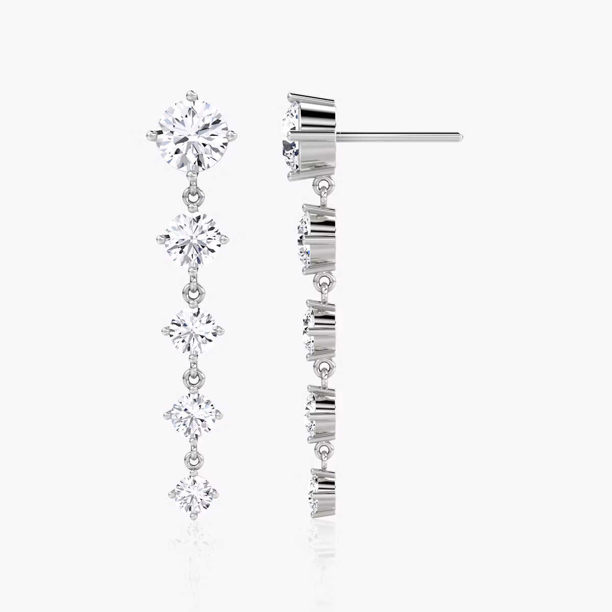 Dramatic Drop Tennis Earring | Round Brilliant | 14k | White Gold