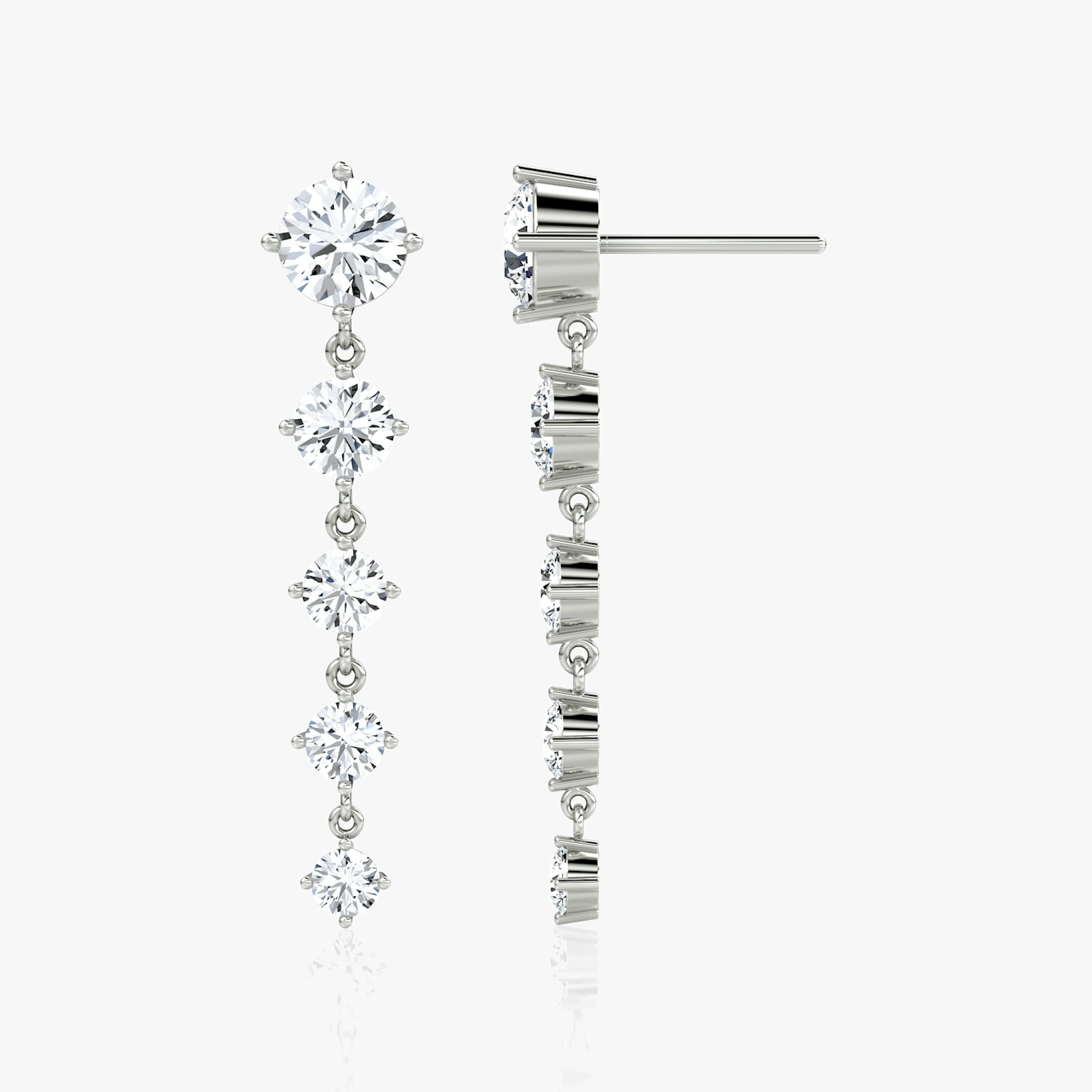 Dramatic Drop Tennis Earring | Round Brilliant | 14k | White Gold