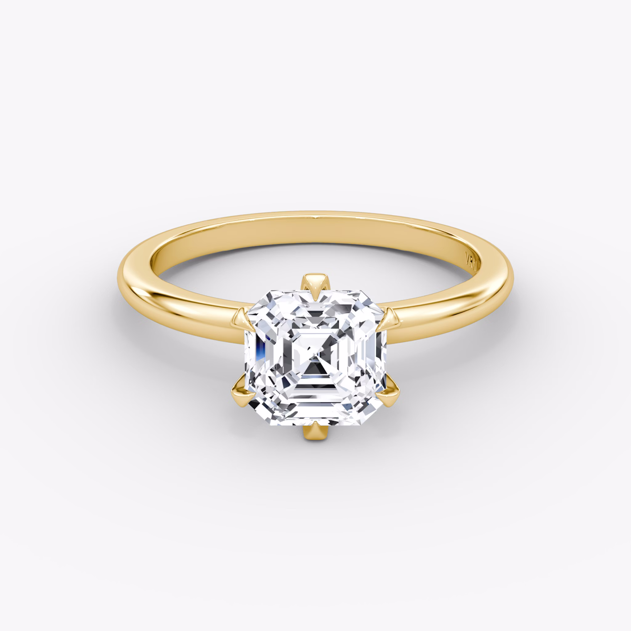 The V | Asscher | 18k | Yellow Gold | bandAccent: Plain | diamondOrientation: vertical | caratWeight: other