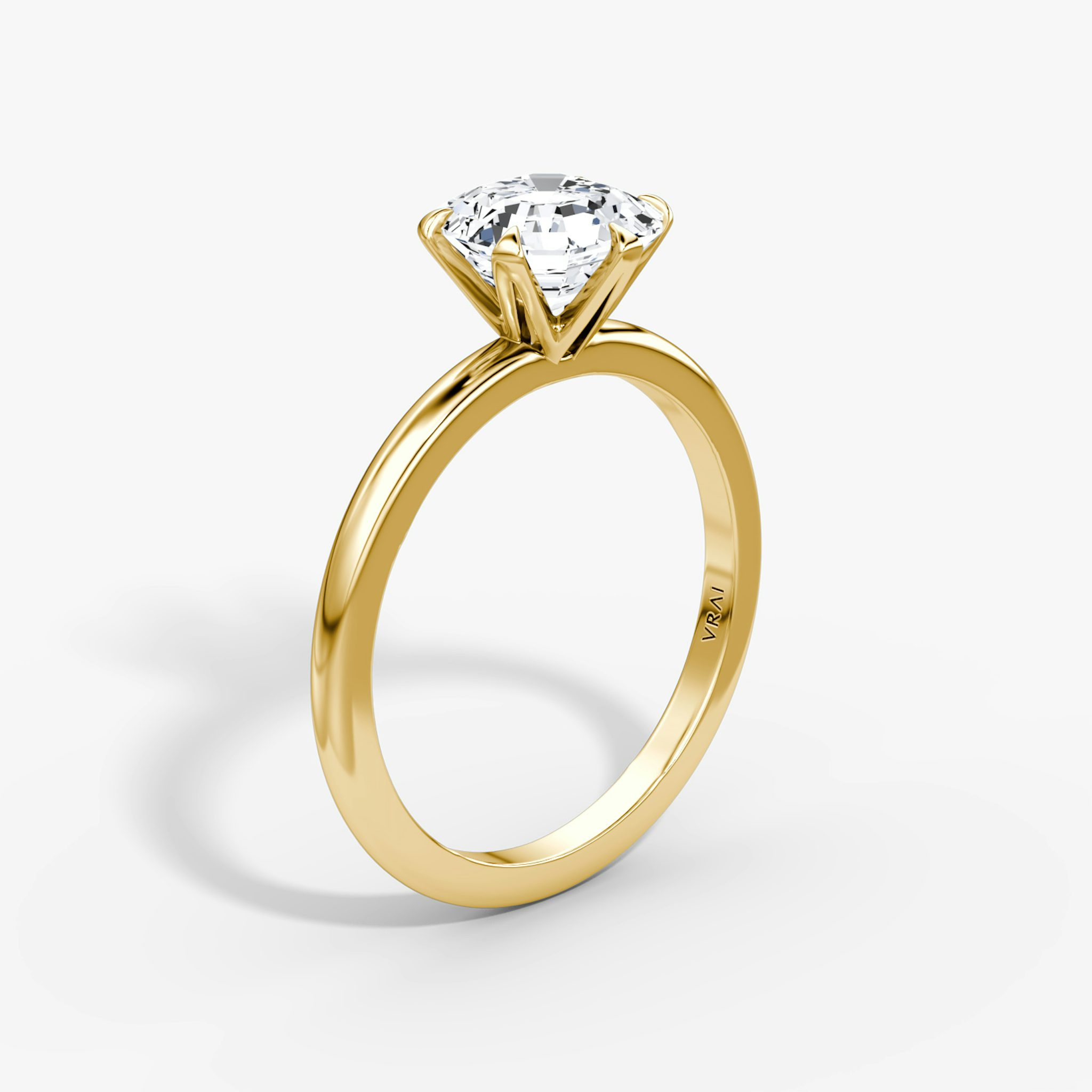 The V | Asscher | 18k | Yellow Gold | bandAccent: Plain | diamondOrientation: vertical | caratWeight: other