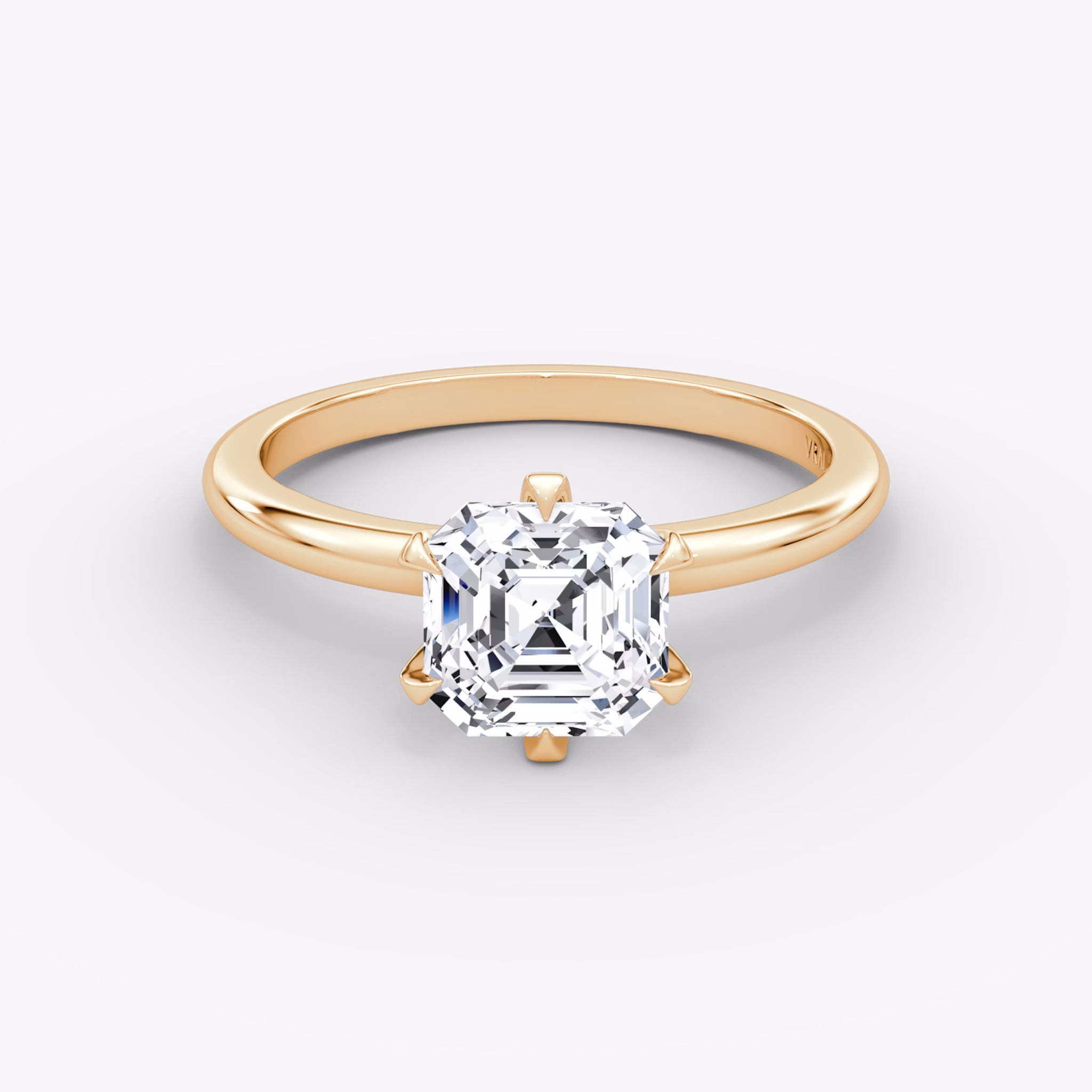 The V | Asscher | 14k | Rose Gold | bandAccent: Plain | diamondOrientation: vertical | caratWeight: other