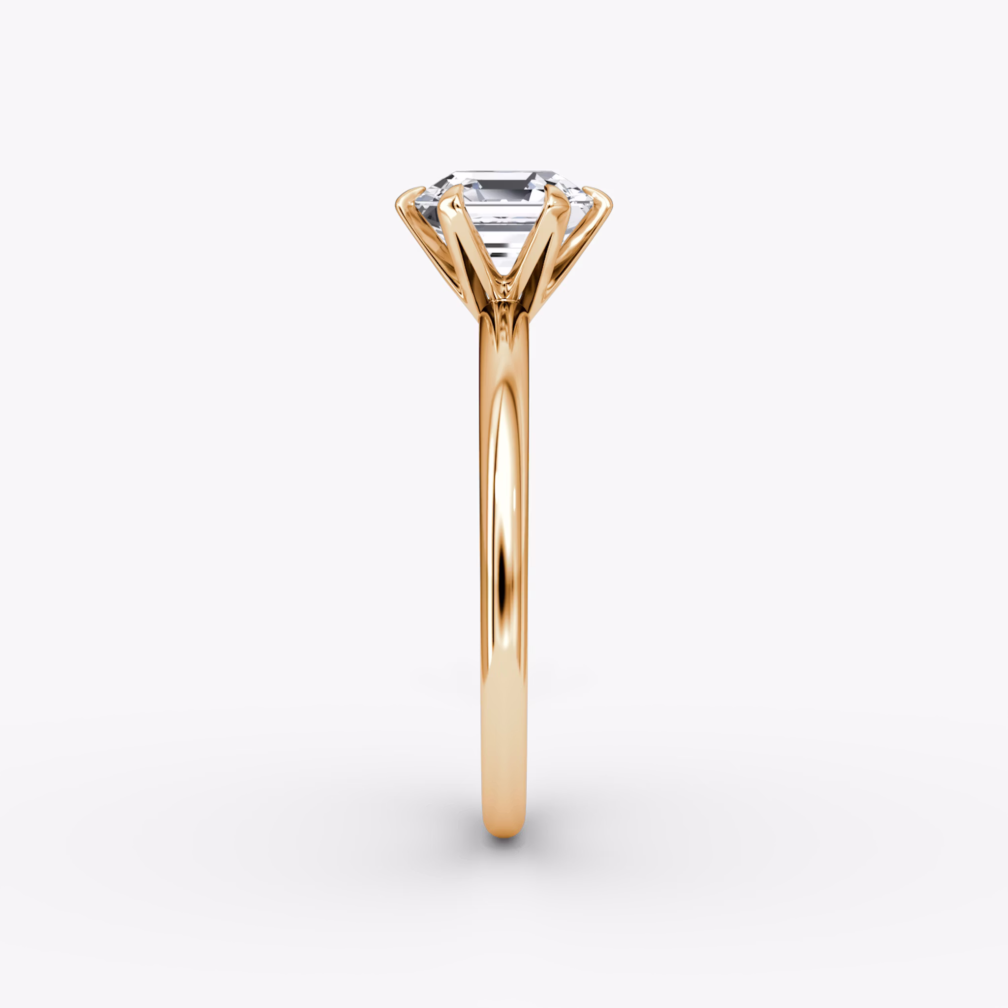The V | Asscher | 14k | Rose Gold | bandAccent: Plain | diamondOrientation: vertical | caratWeight: other