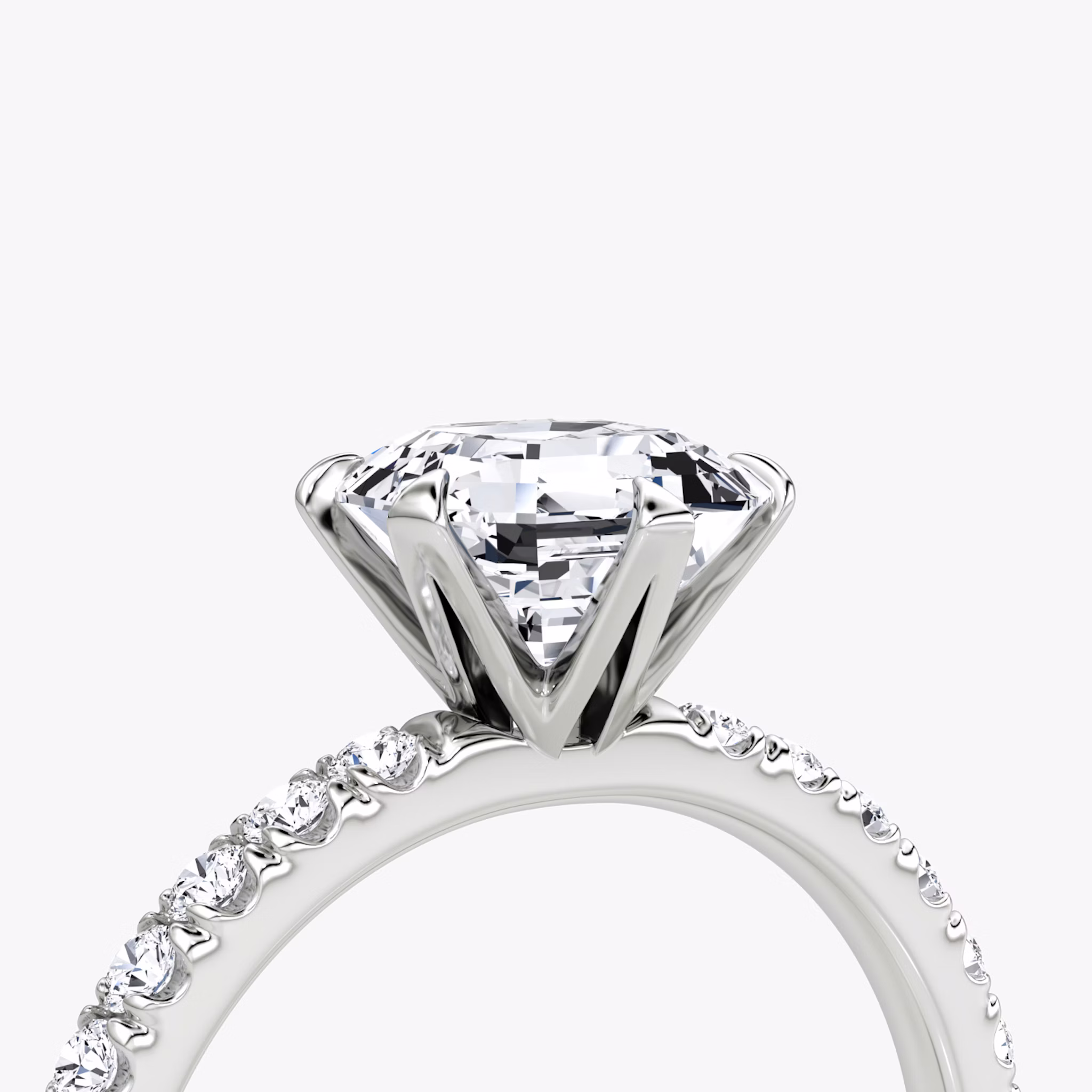 The V | Asscher | Platinum | bandAccent: Pavé | diamondOrientation: vertical | caratWeight: other