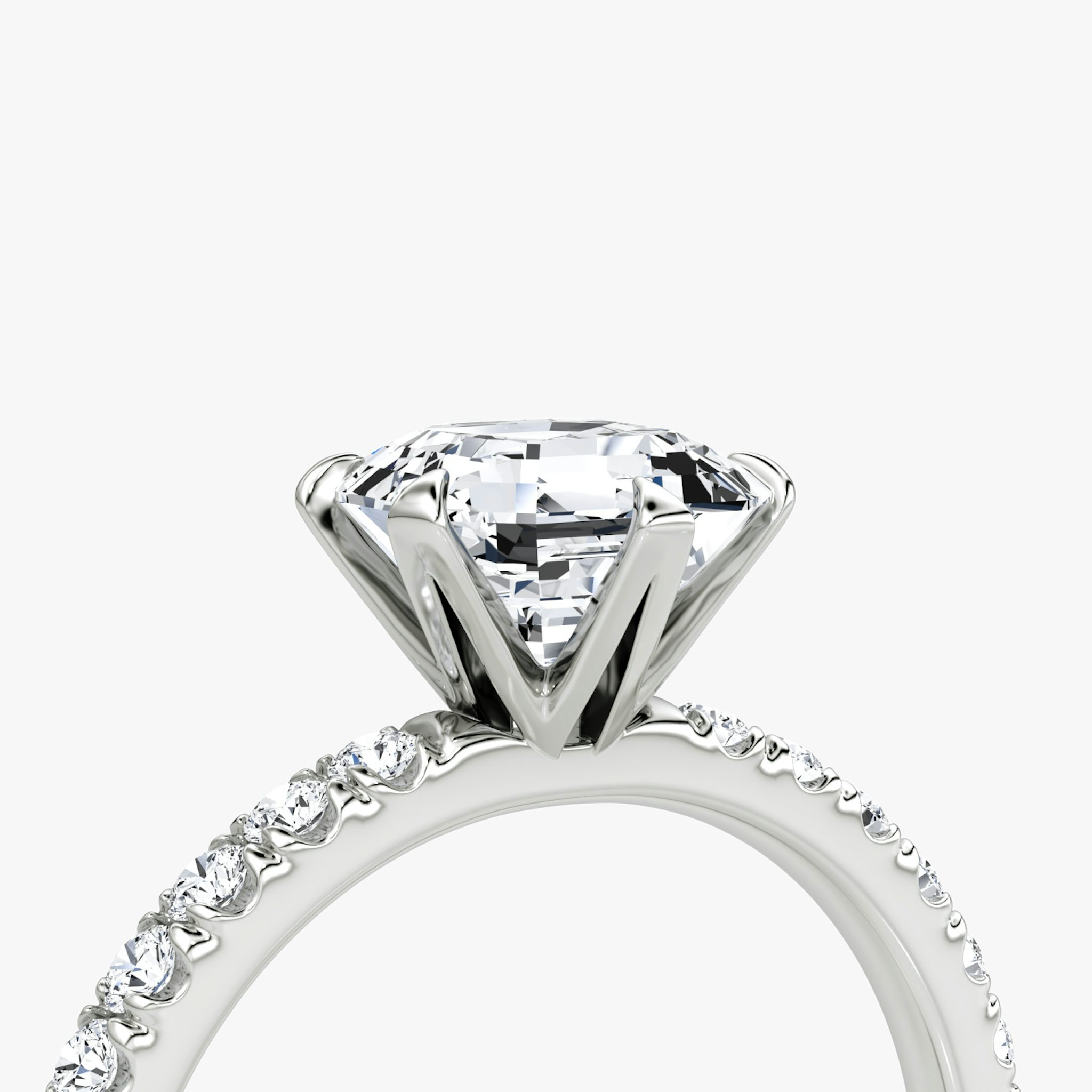 The V | Asscher | Platinum | bandAccent: Pavé | diamondOrientation: vertical | caratWeight: other