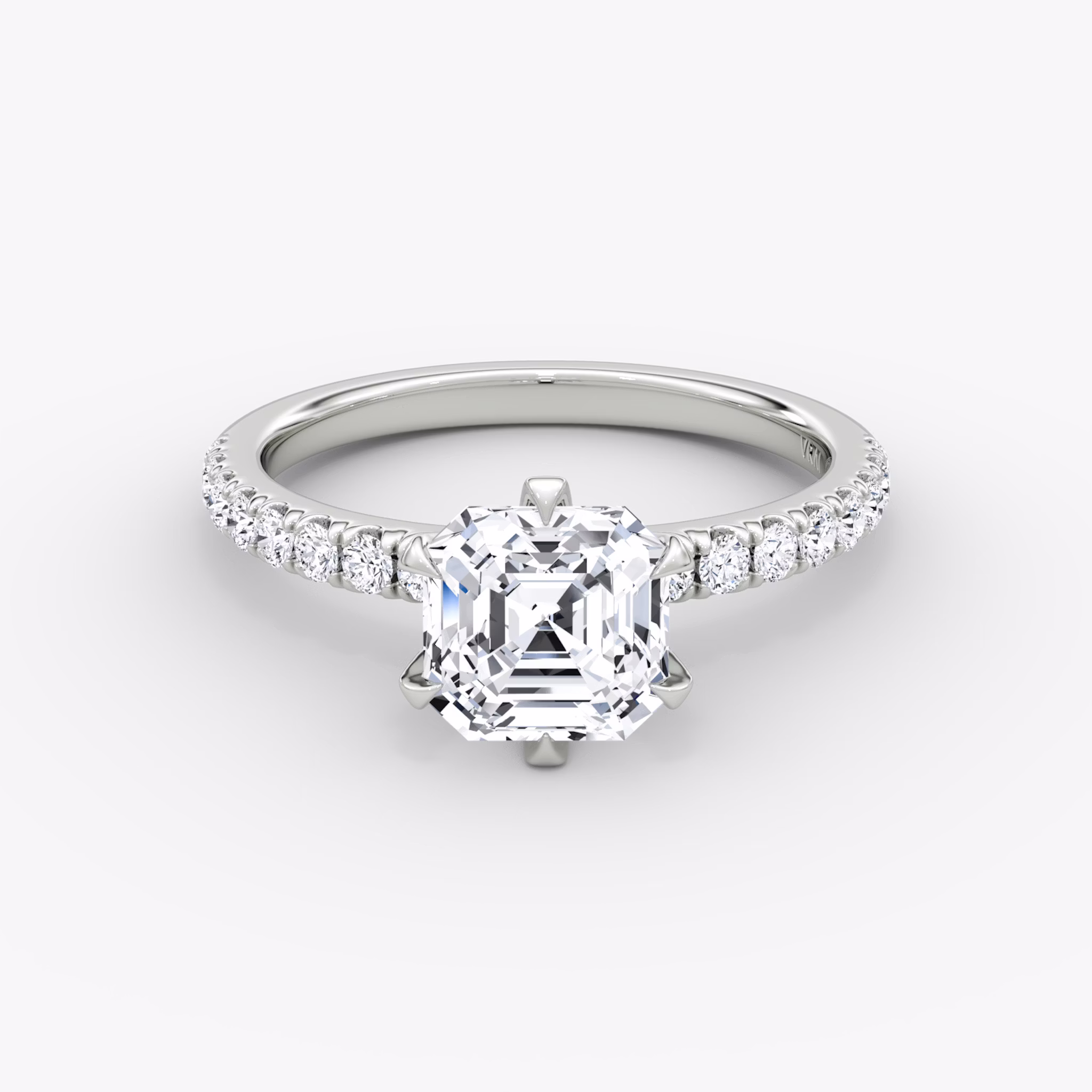 The V | Asscher | Platinum | bandAccent: Pavé | diamondOrientation: vertical | caratWeight: other