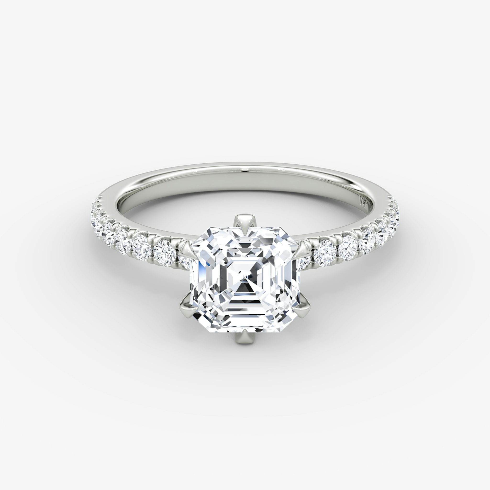 The V | Asscher | Platinum | bandAccent: Pavé | diamondOrientation: vertical | caratWeight: other