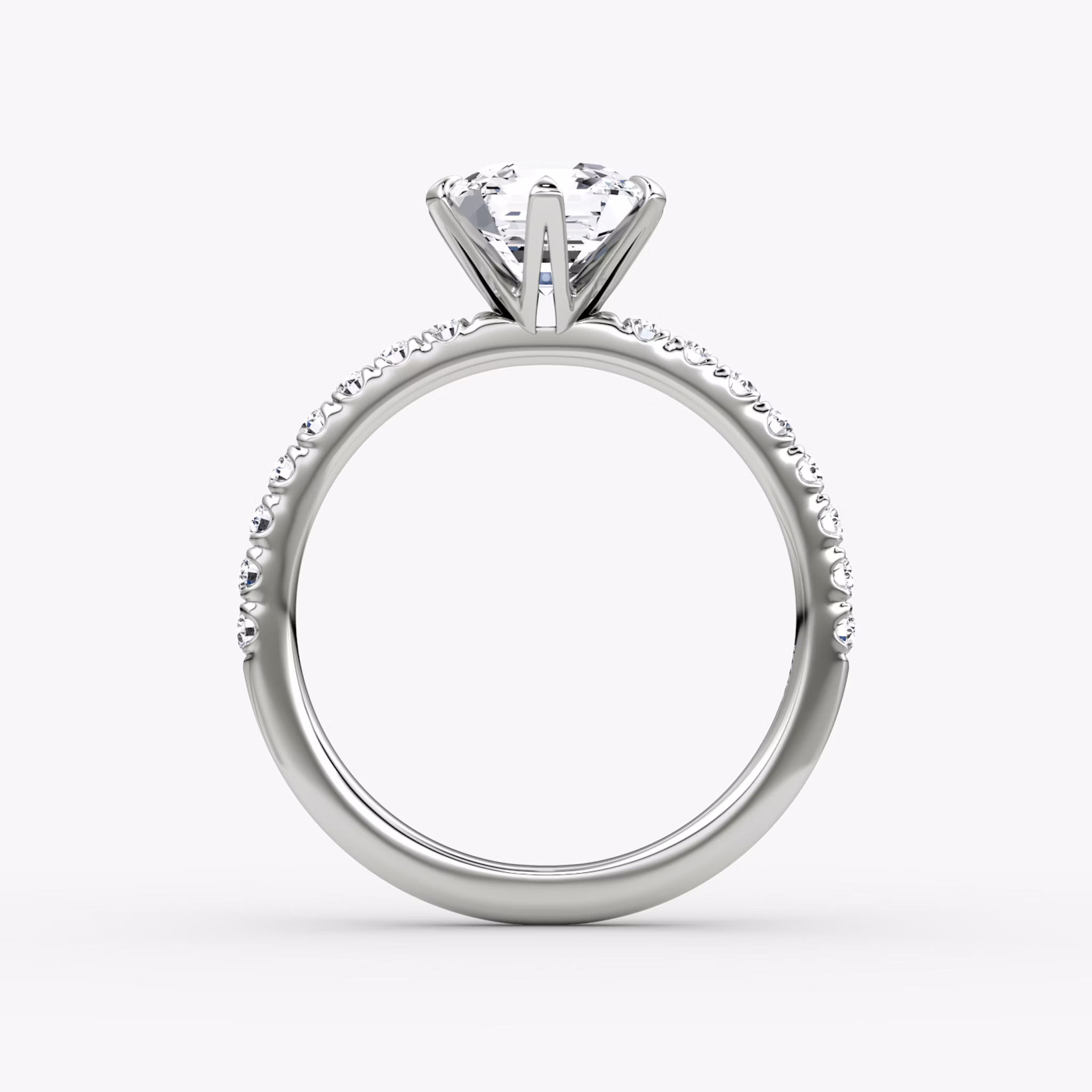 The V | Asscher | Platinum | bandAccent: Pavé | diamondOrientation: vertical | caratWeight: other