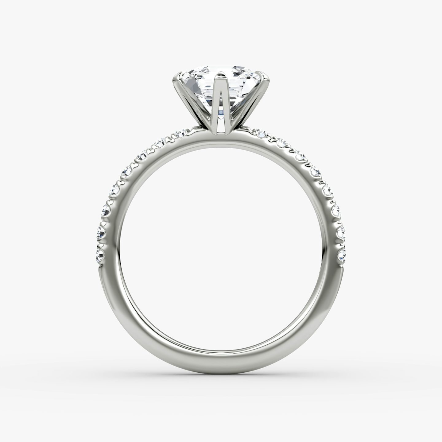 The V | Asscher | 18k | White Gold | bandAccent: Pavé | diamondOrientation: vertical | caratWeight: other