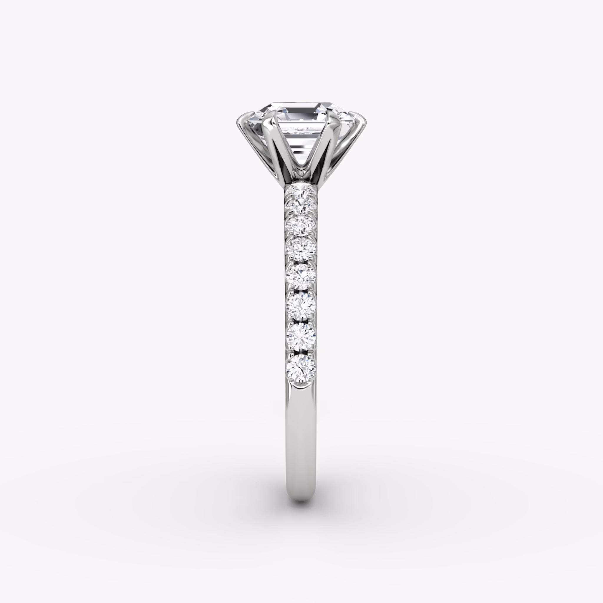The V | Asscher | Platinum | bandAccent: Pavé | diamondOrientation: vertical | caratWeight: other