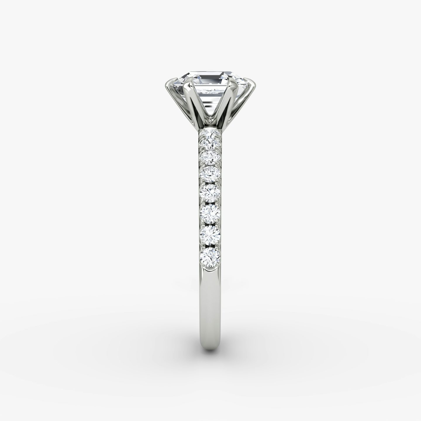 The V | Asscher | 18k | White Gold | bandAccent: Pavé | diamondOrientation: vertical | caratWeight: other