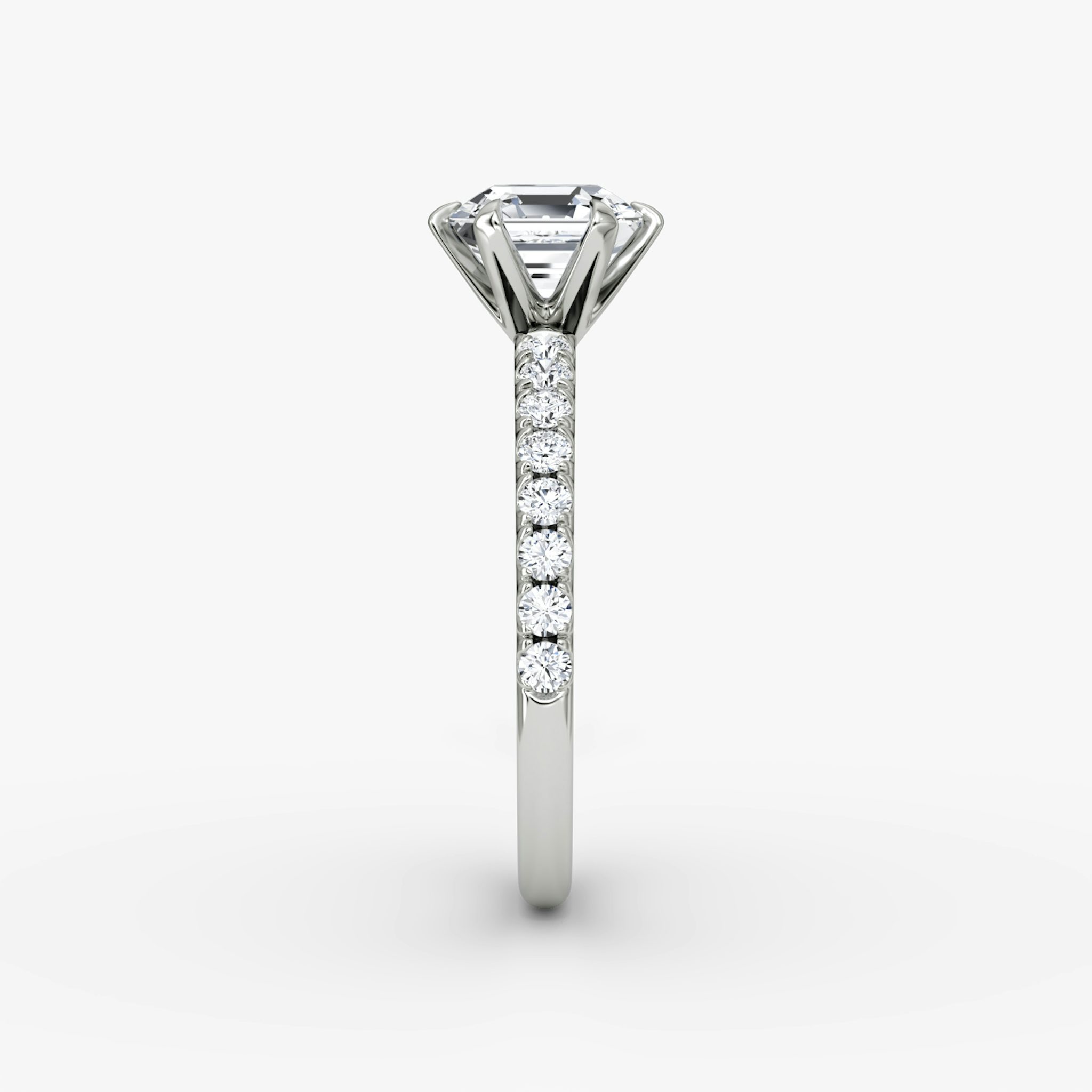 The V | Asscher | Platinum | bandAccent: Pavé | diamondOrientation: vertical | caratWeight: other