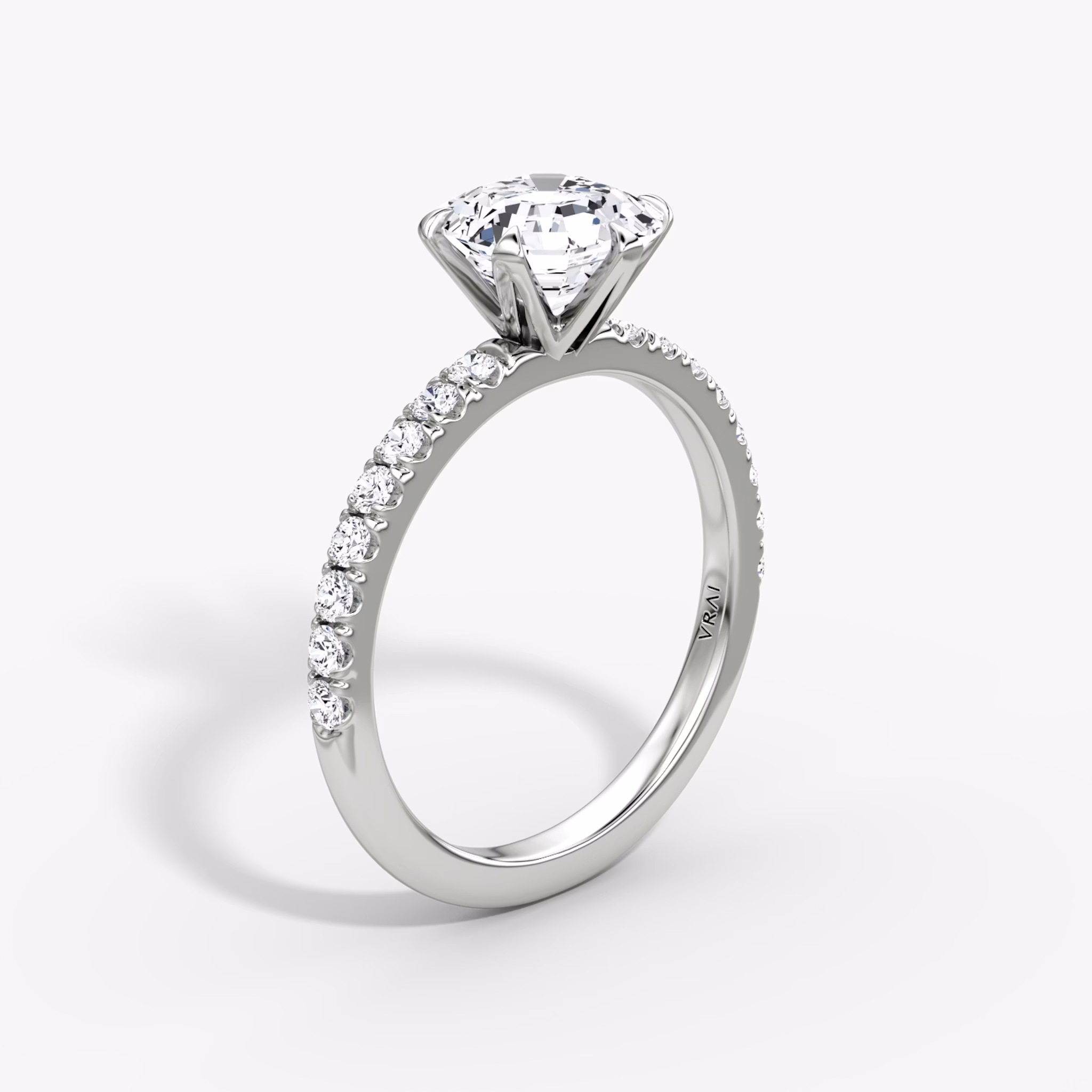 The V | Asscher | Platinum | bandAccent: Pavé | diamondOrientation: vertical | caratWeight: other