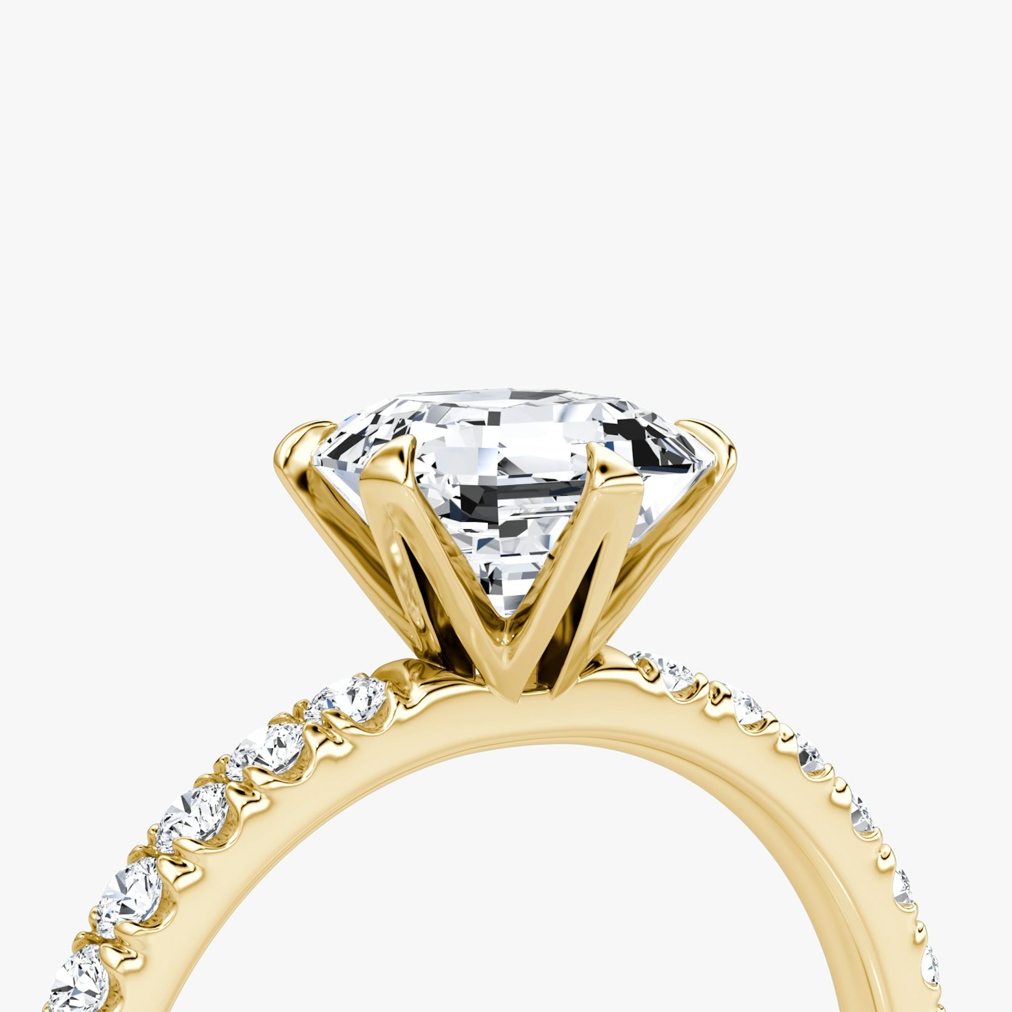 The V | Asscher | 18k | Yellow Gold | bandAccent: Pavé | diamondOrientation: vertical | caratWeight: other