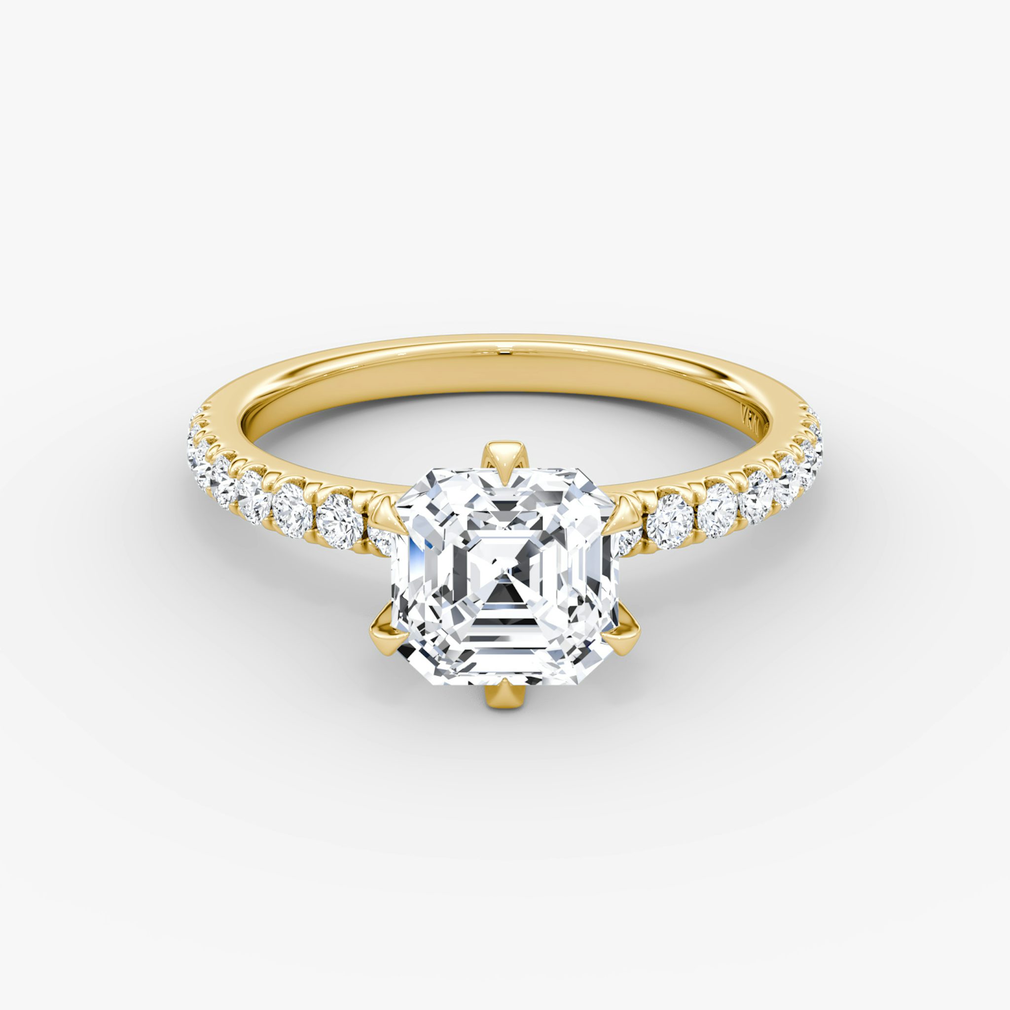 The V | Asscher | 18k | Yellow Gold | bandAccent: Pavé | diamondOrientation: vertical | caratWeight: other