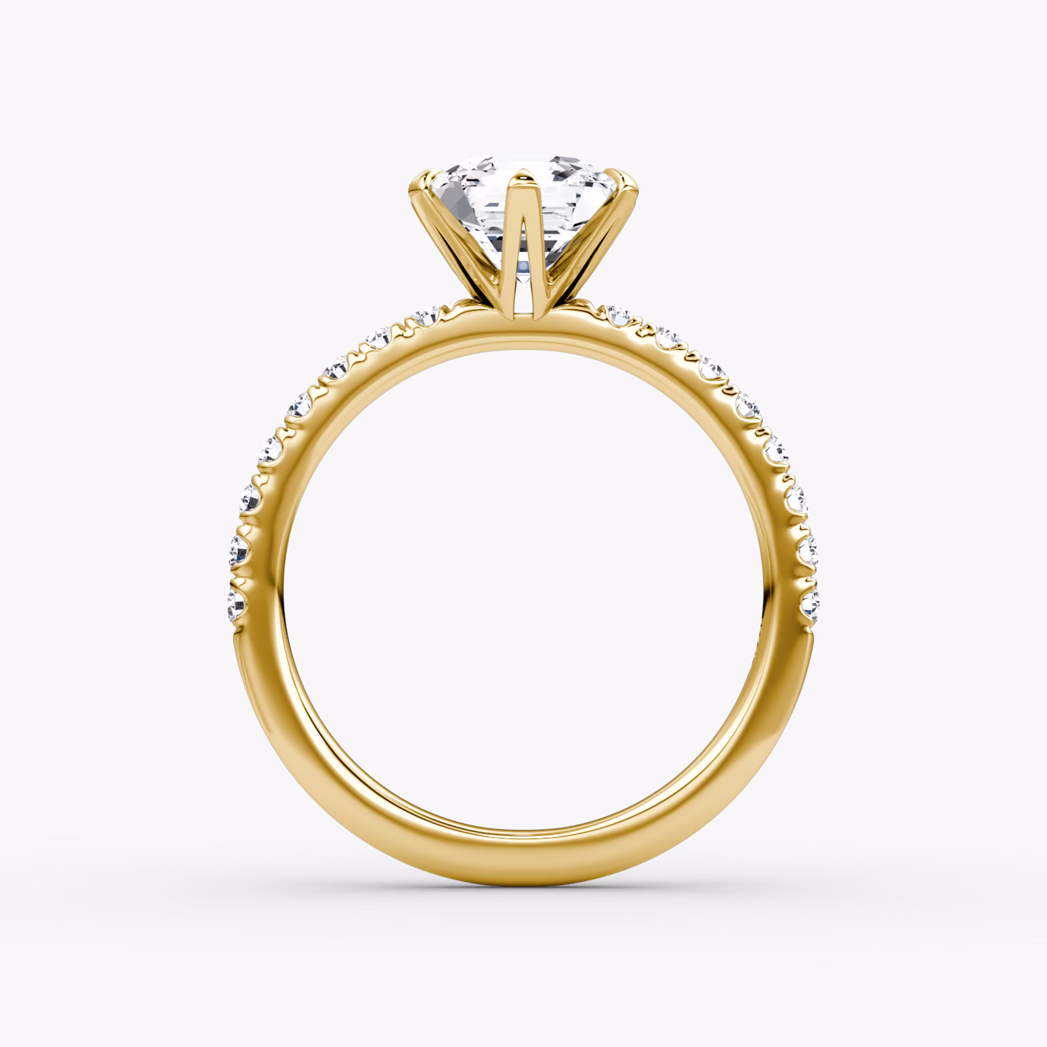 The V | Asscher | 18k | Yellow Gold | bandAccent: Pavé | diamondOrientation: vertical | caratWeight: other