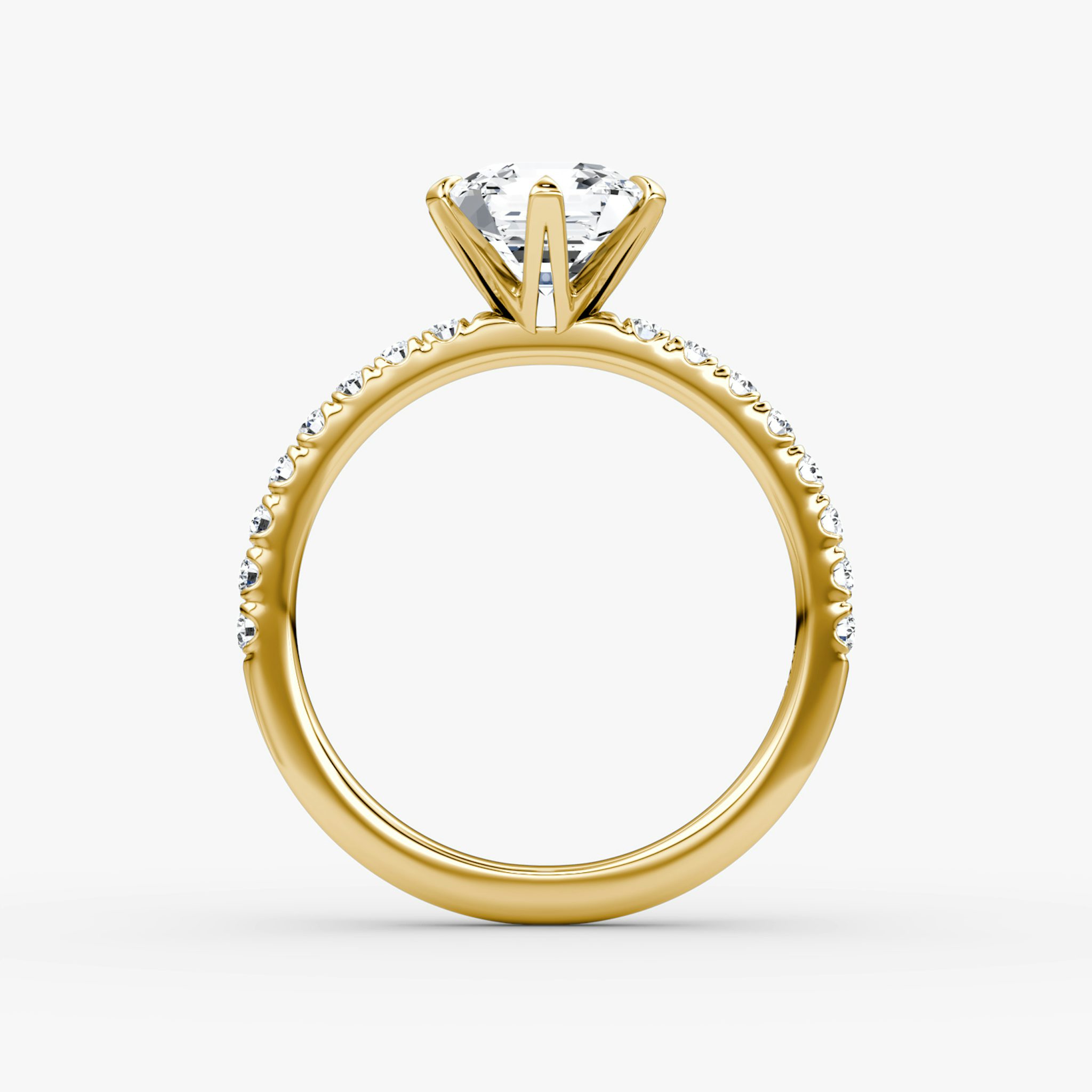 The V | Asscher | 18k | Yellow Gold | bandAccent: Pavé | diamondOrientation: vertical | caratWeight: other