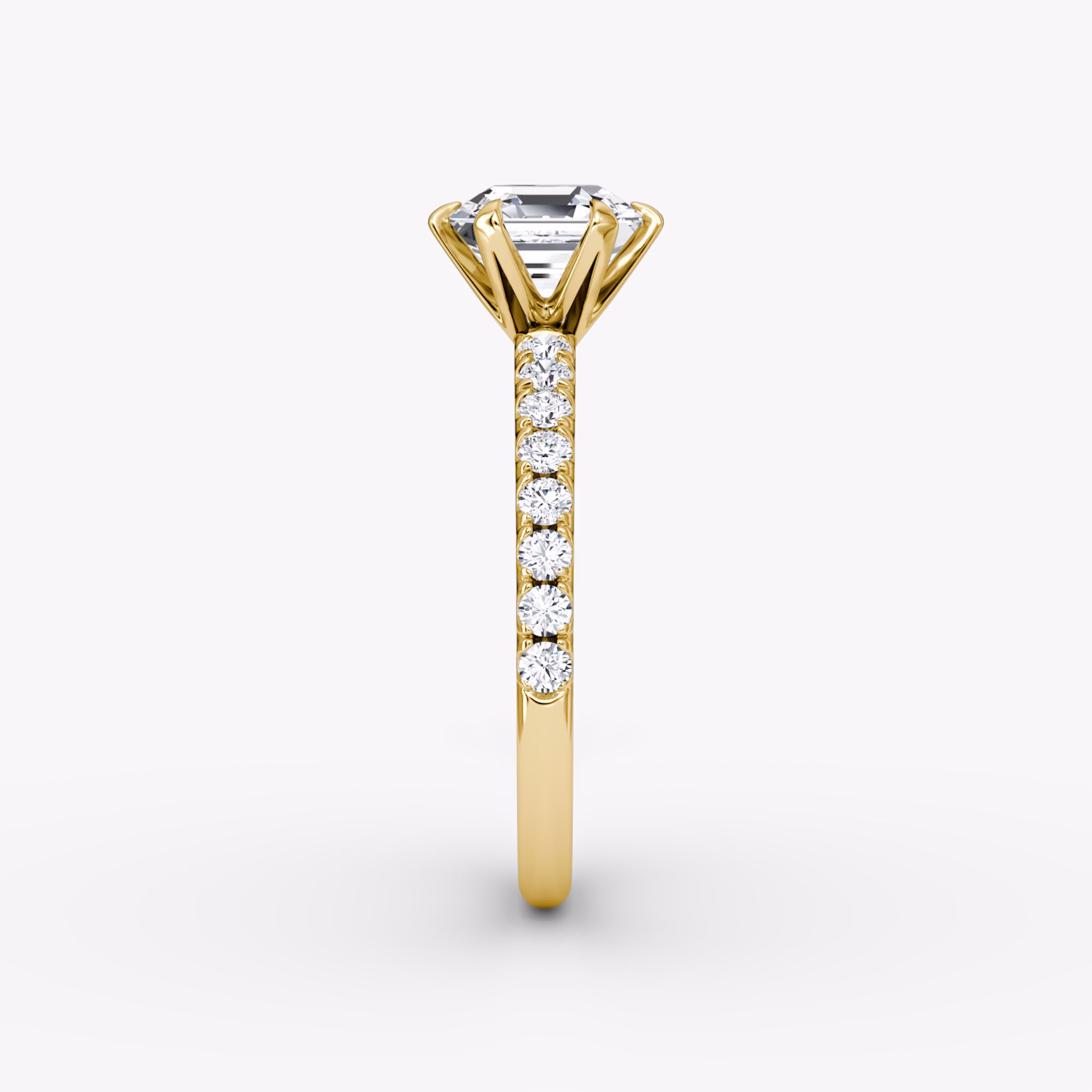 The V | Asscher | 18k | Yellow Gold | bandAccent: Pavé | diamondOrientation: vertical | caratWeight: other