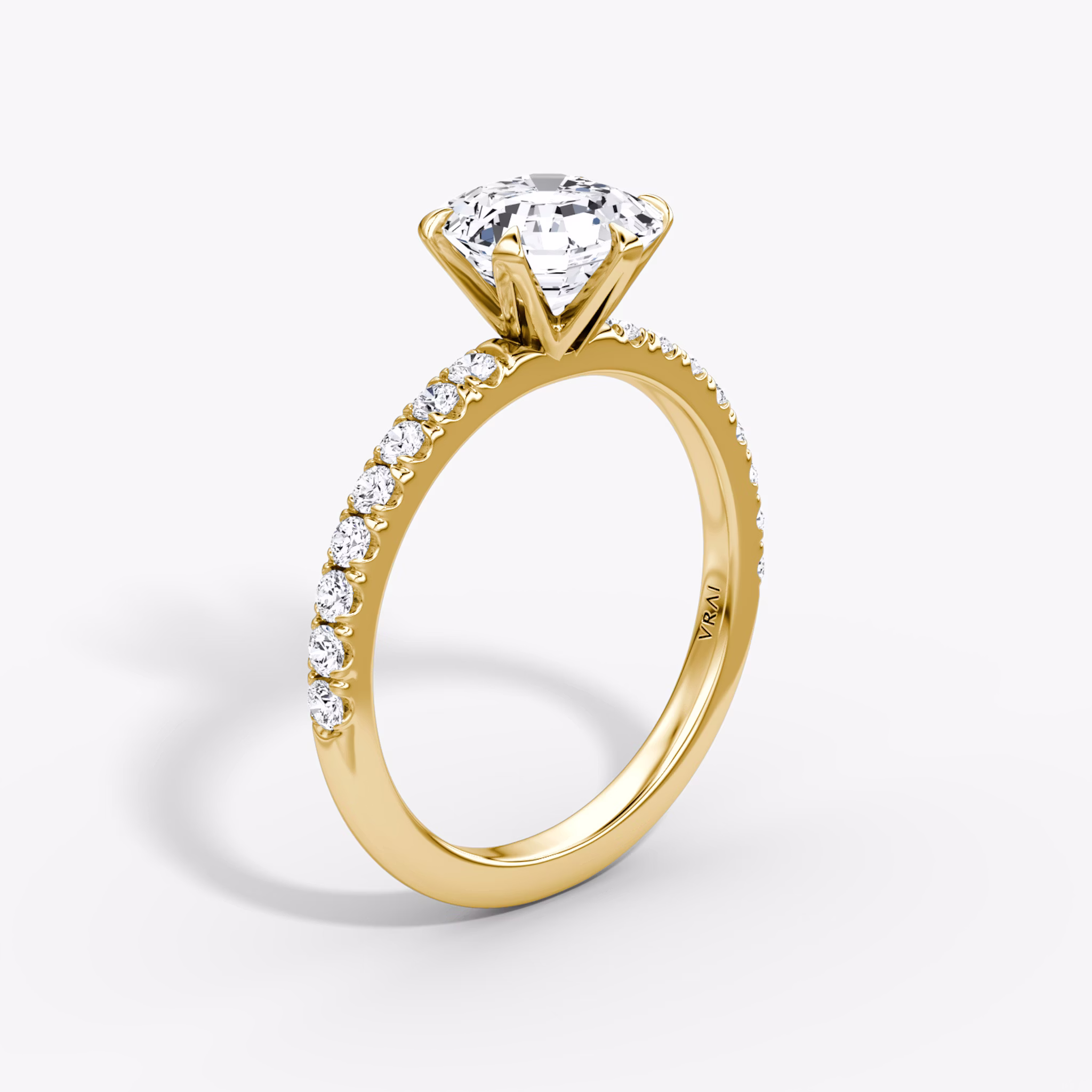 The V | Asscher | 18k | Yellow Gold | bandAccent: Pavé | diamondOrientation: vertical | caratWeight: other
