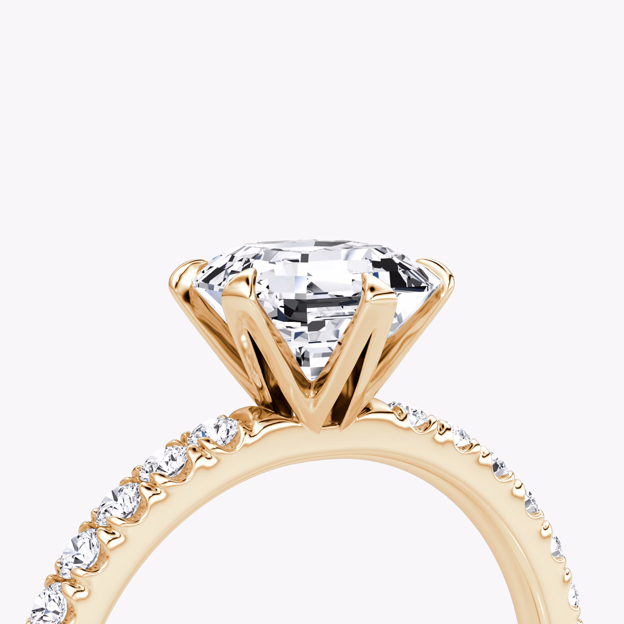The V | Asscher | 14k | Rose Gold | bandAccent: Pavé | diamondOrientation: vertical | caratWeight: other
